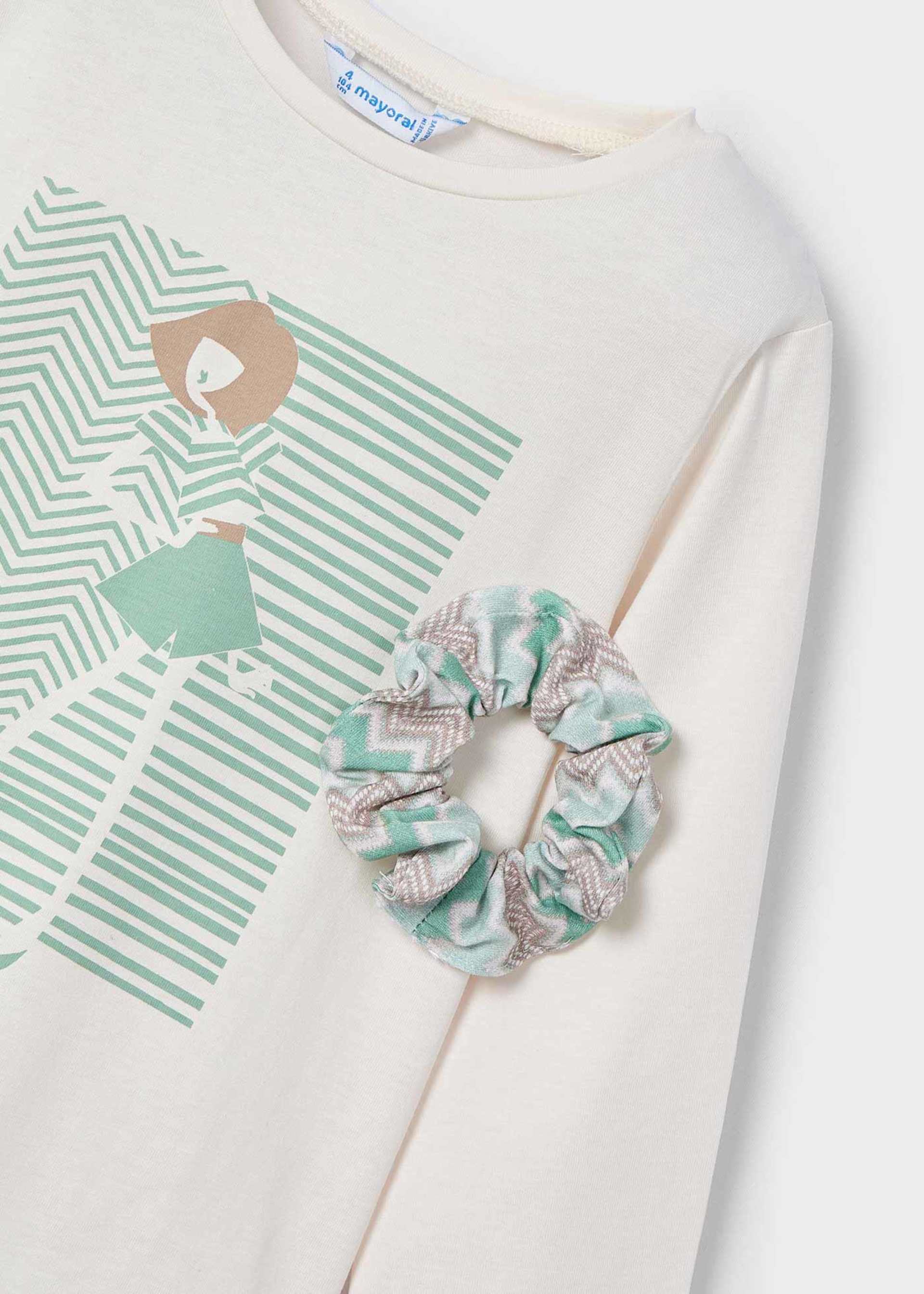 Girl Long-Sleeve T-Shirt with Hair Tie Girl Long-Sleeve T-Shirt with Hair Tie