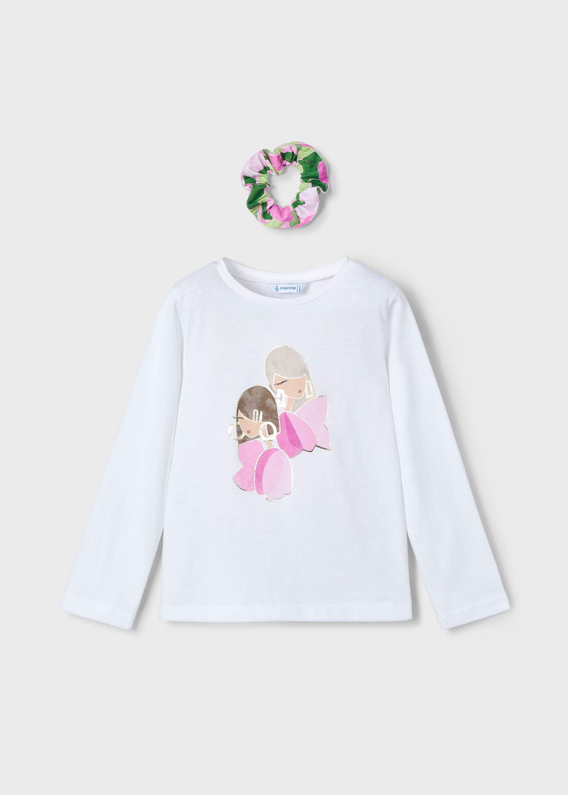 Camiseta manga larga con coletero niña Camiseta manga larga con coletero niña