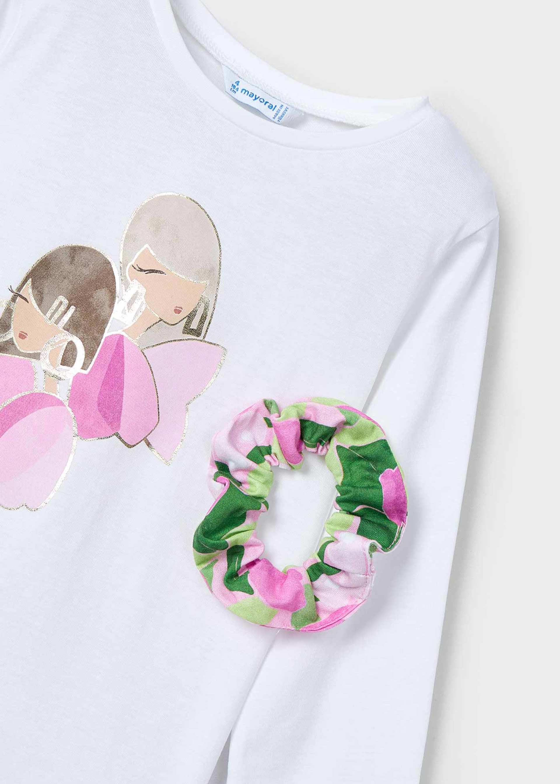 Camiseta manga larga con coletero niña Camiseta manga larga con coletero niña