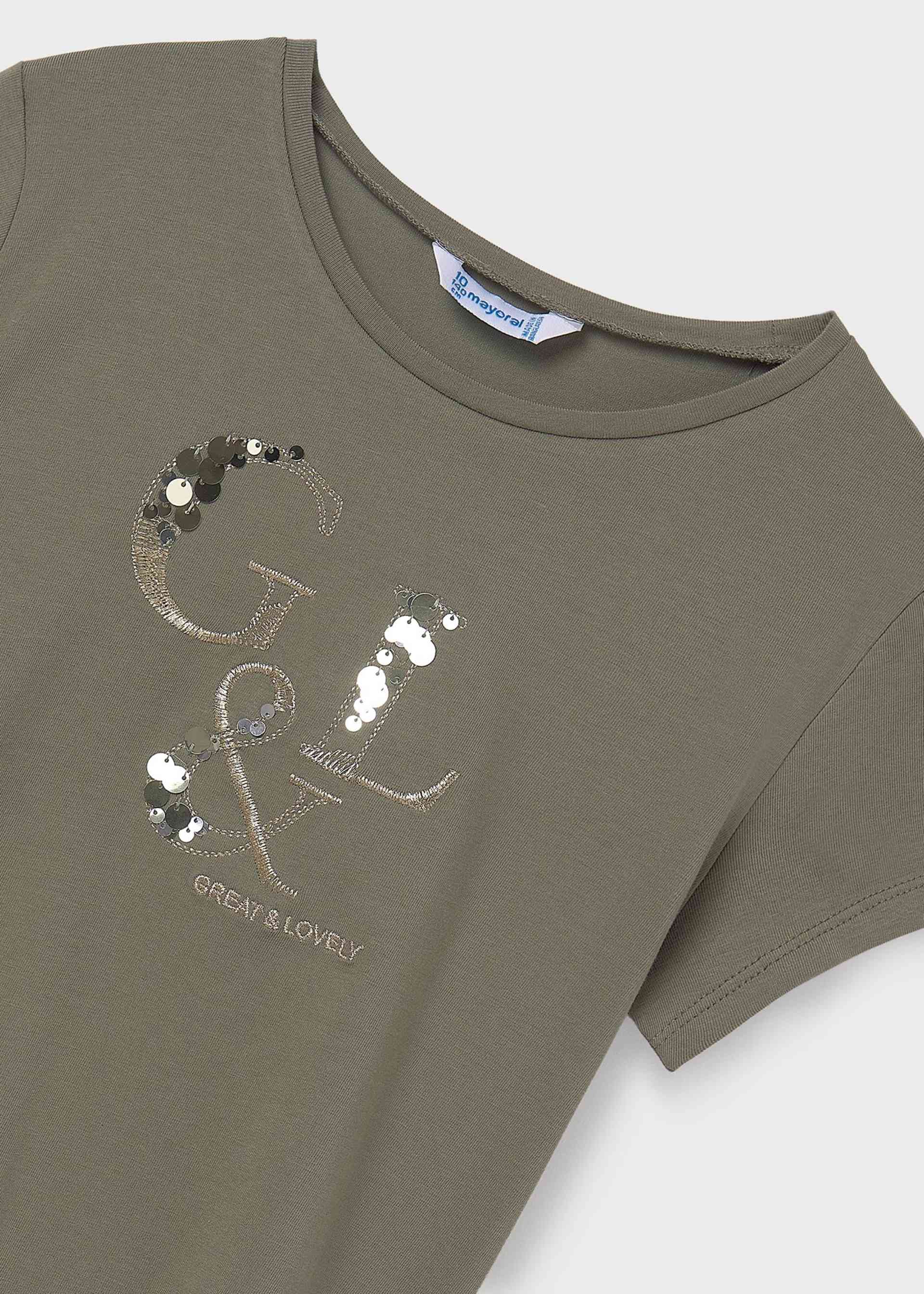 Girl T-Shirt with Metallic Letters Girl T-Shirt with Metallic Letters