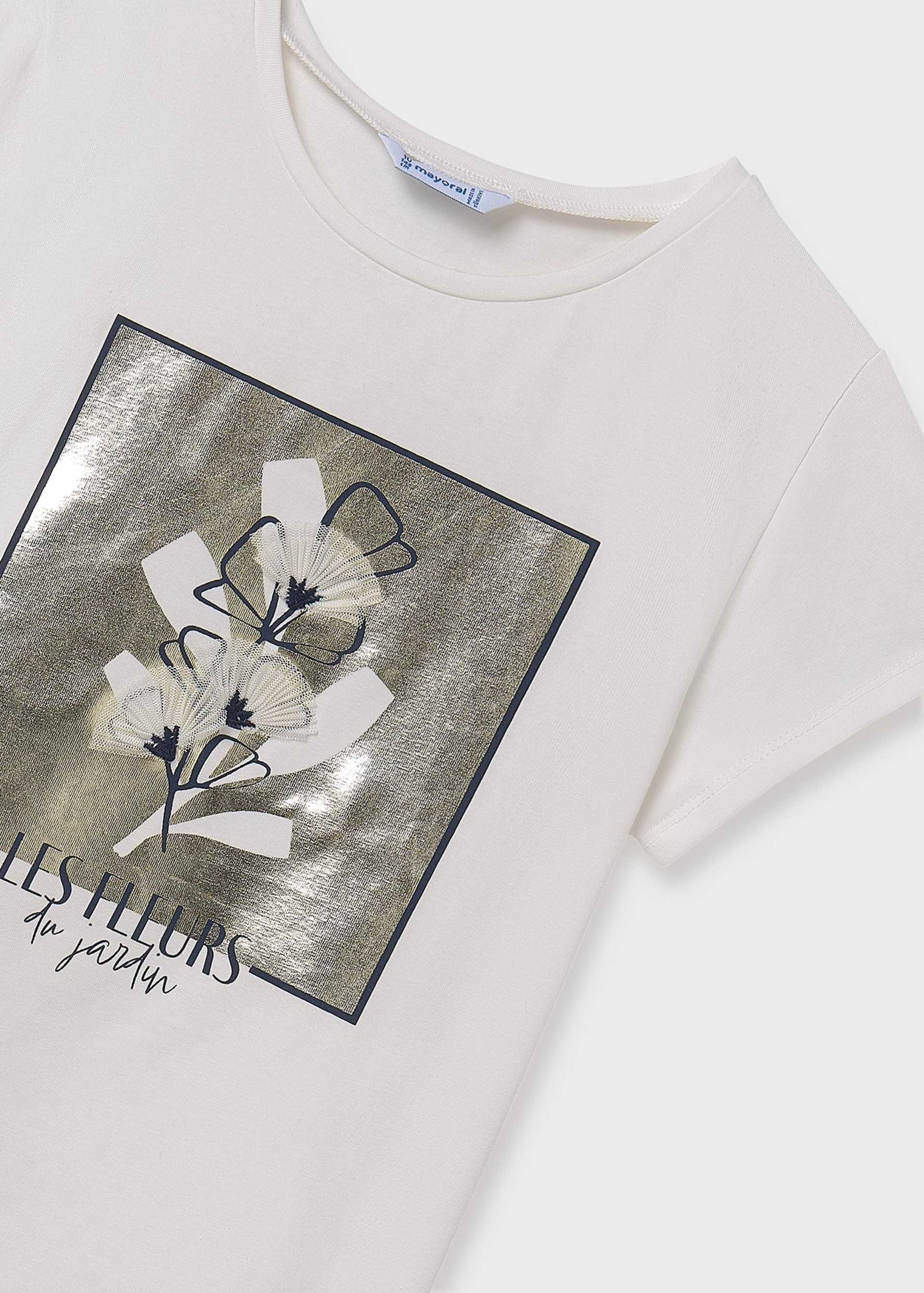 T-Shirt bestickte Blume Teenager Mädchen