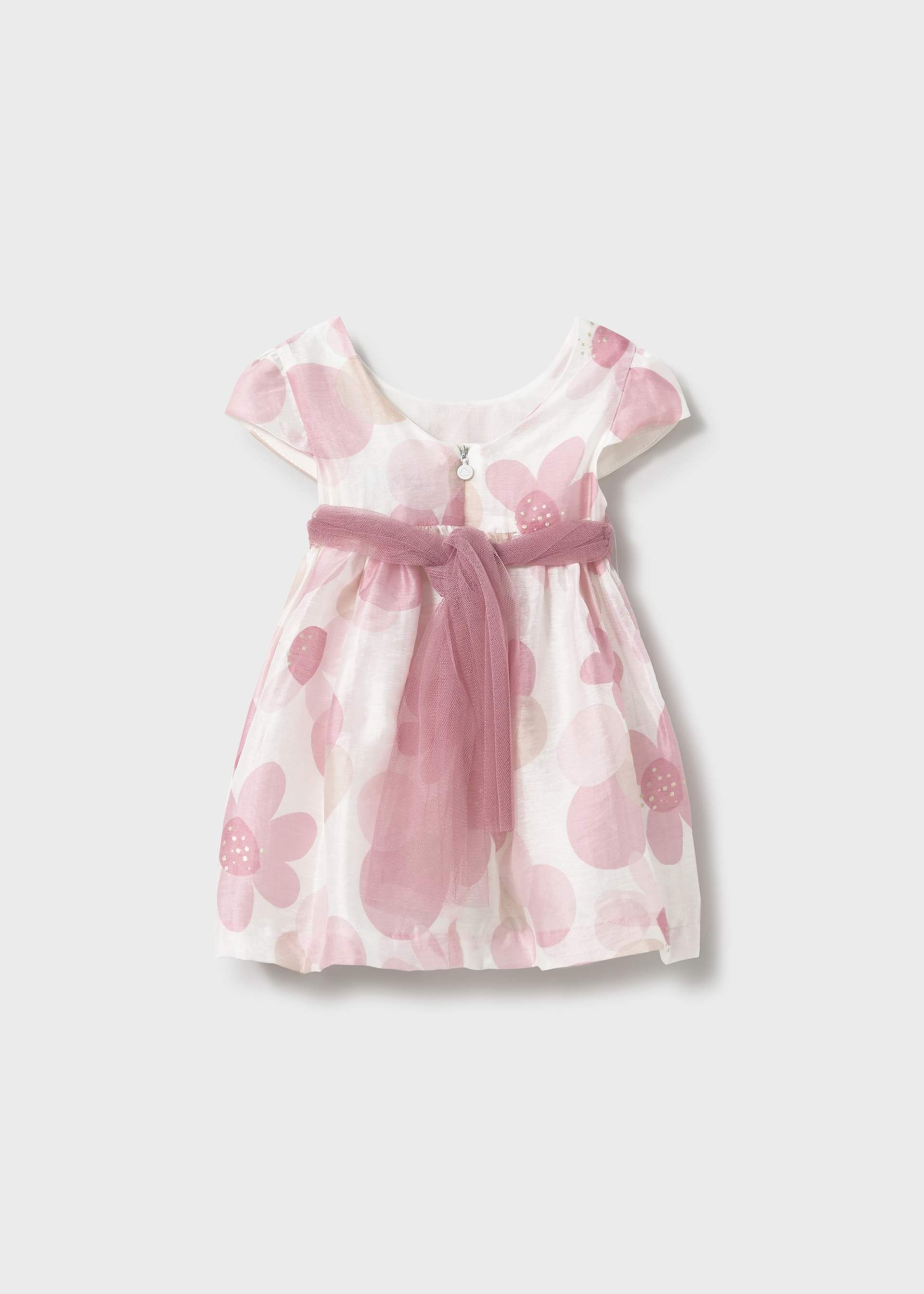 Baby print dress with tulle sash