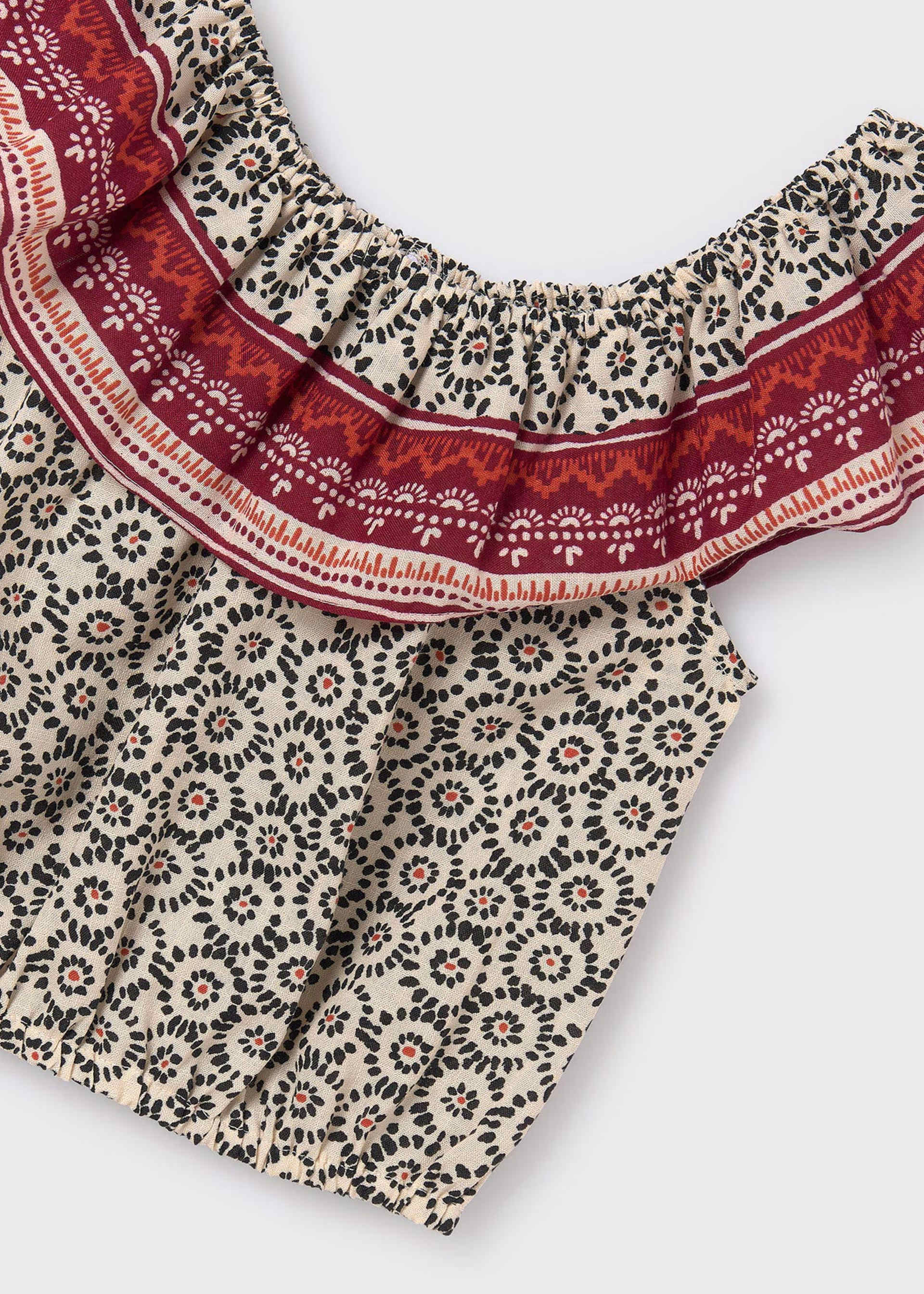 Girls ruffled printed top