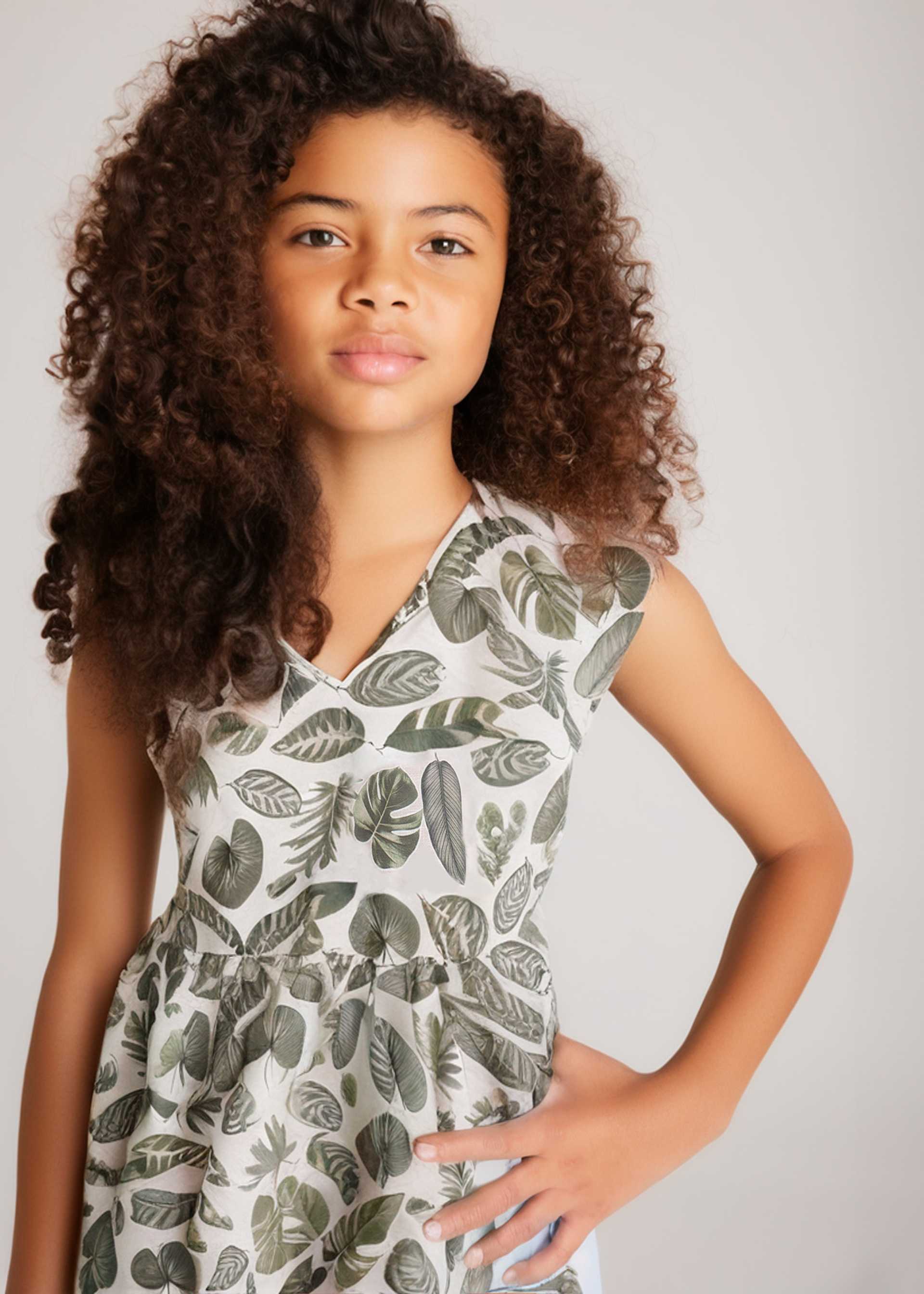 Robe imprimée avec fente au dos fille Robe imprimée avec fente au dos fille