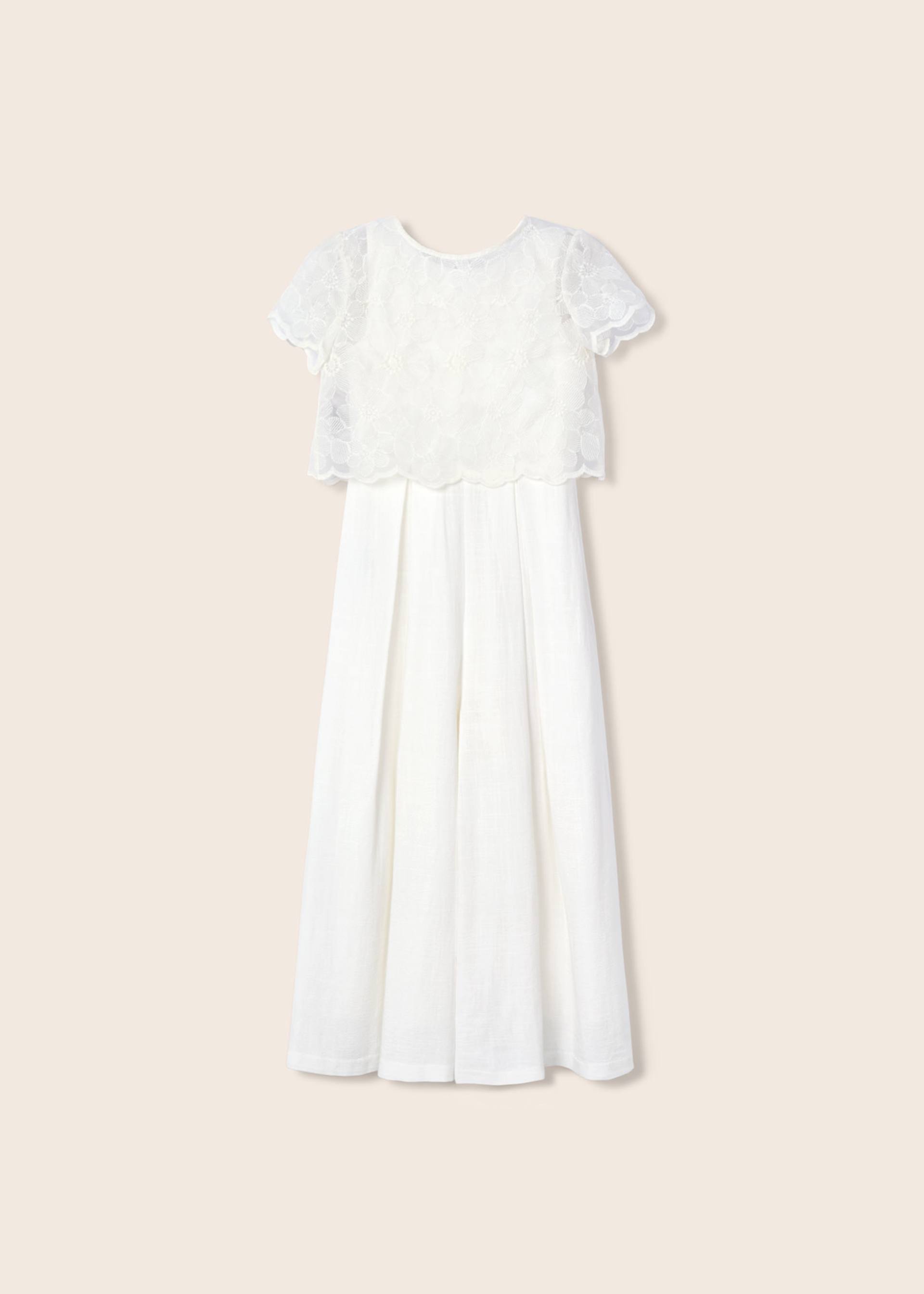 Macacão Comunhão com top organza menina