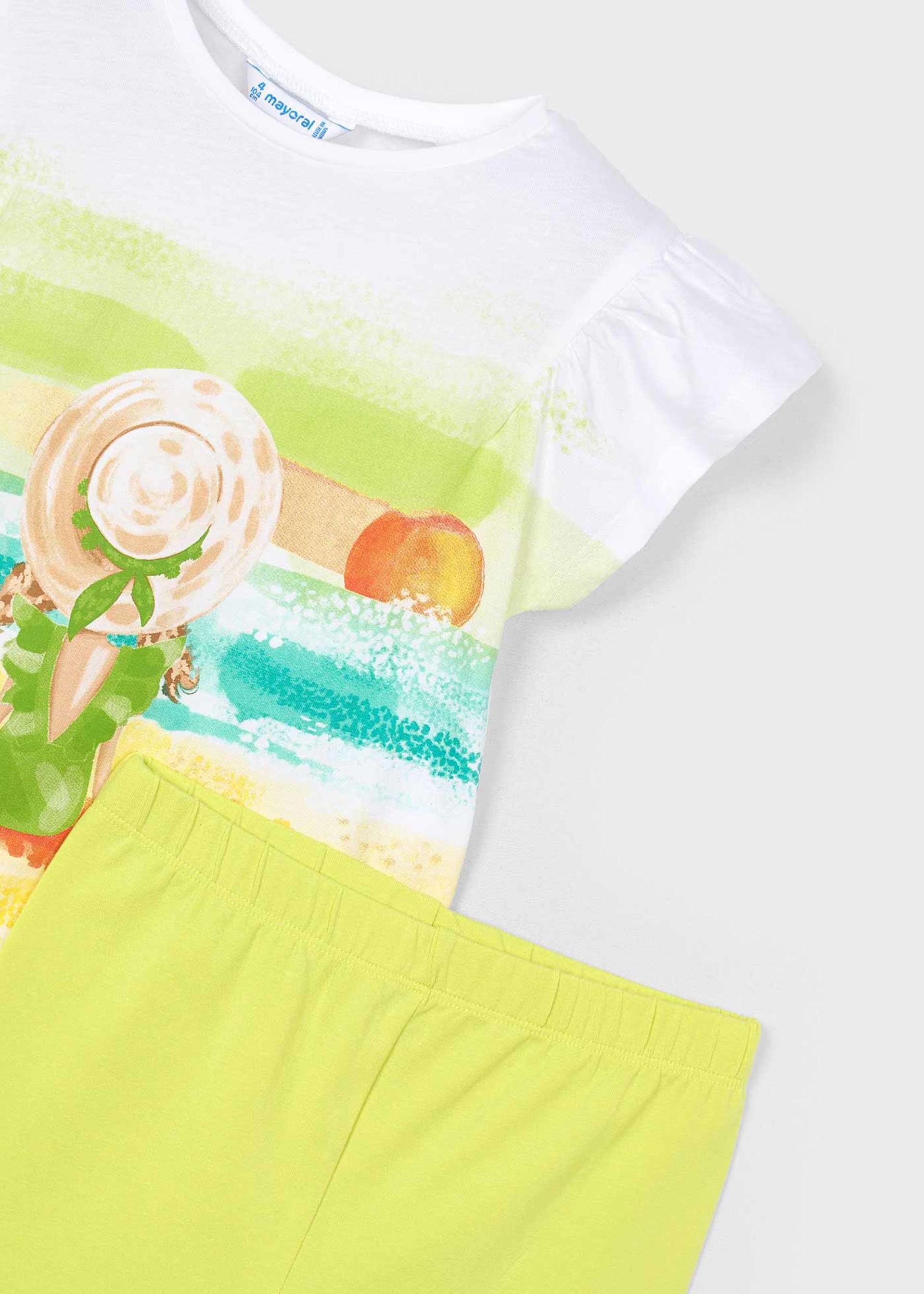 Conjunto legging pirata y camiseta atardecer niña