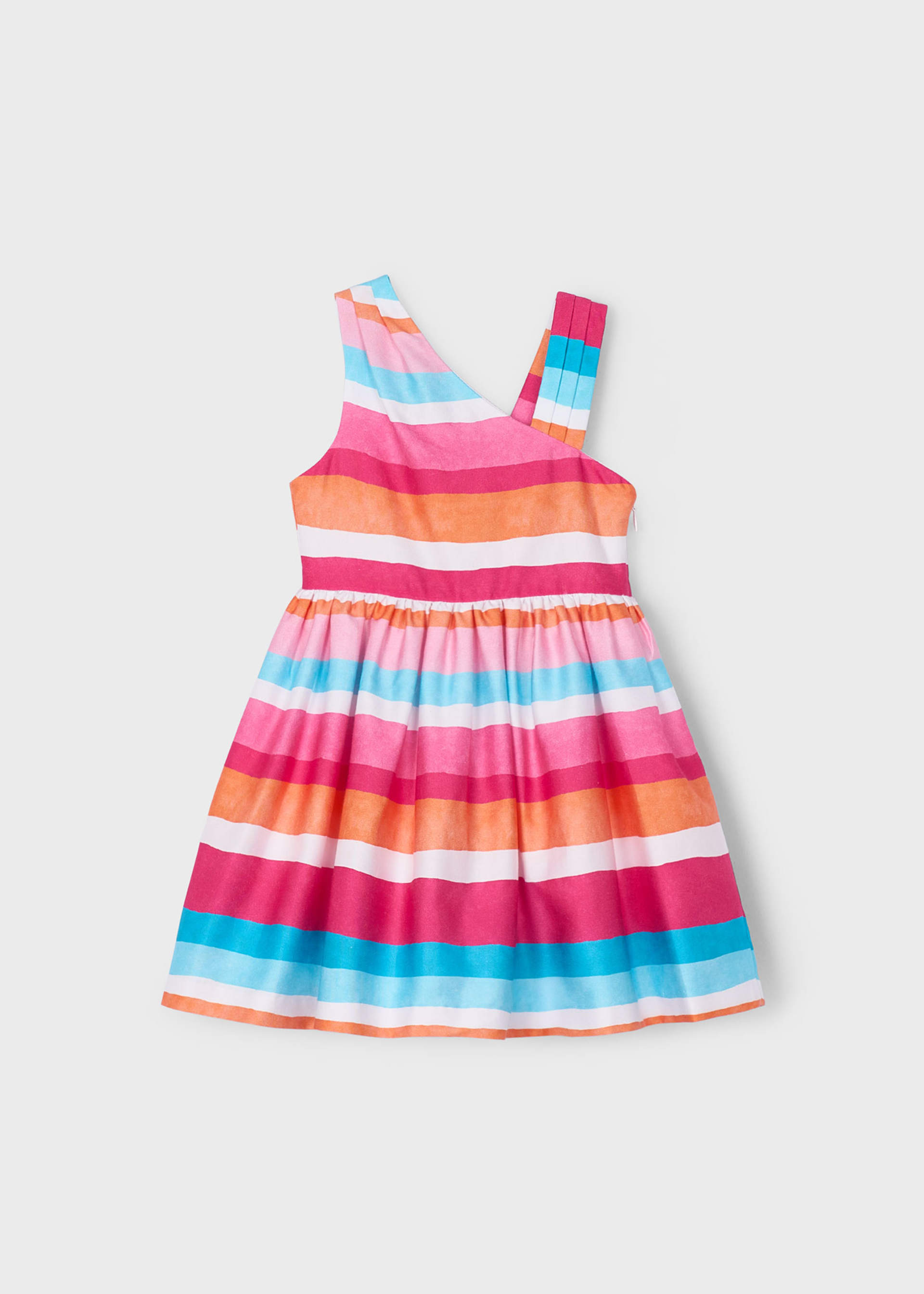Girl asymmetric striped dress