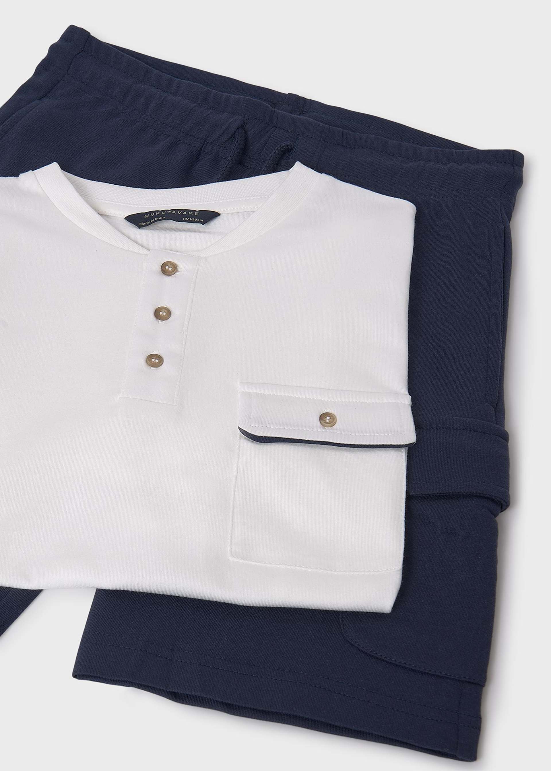 Boy Bermuda Shorts and Henley T-Shirt Set Boy Bermuda Shorts and Henley T-Shirt Set