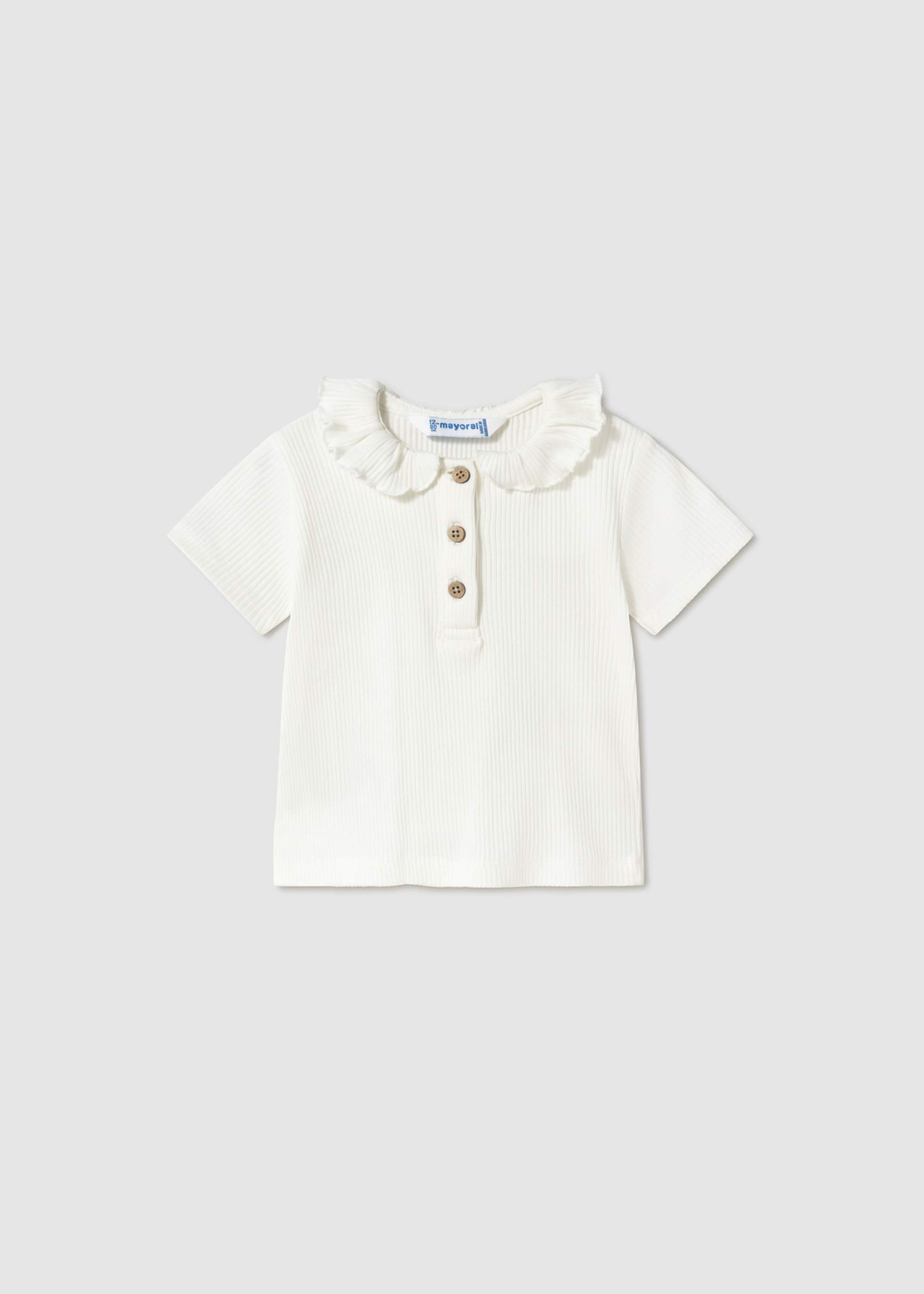 Baby ribbed polo shirt with ruffle collar Baby ribbed polo shirt with ruffle collar