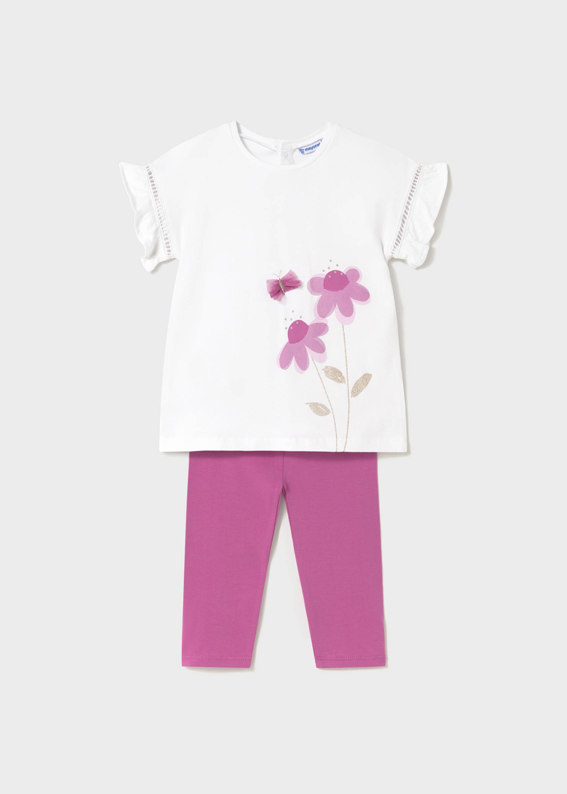 Baby tulle applique top with leggings set