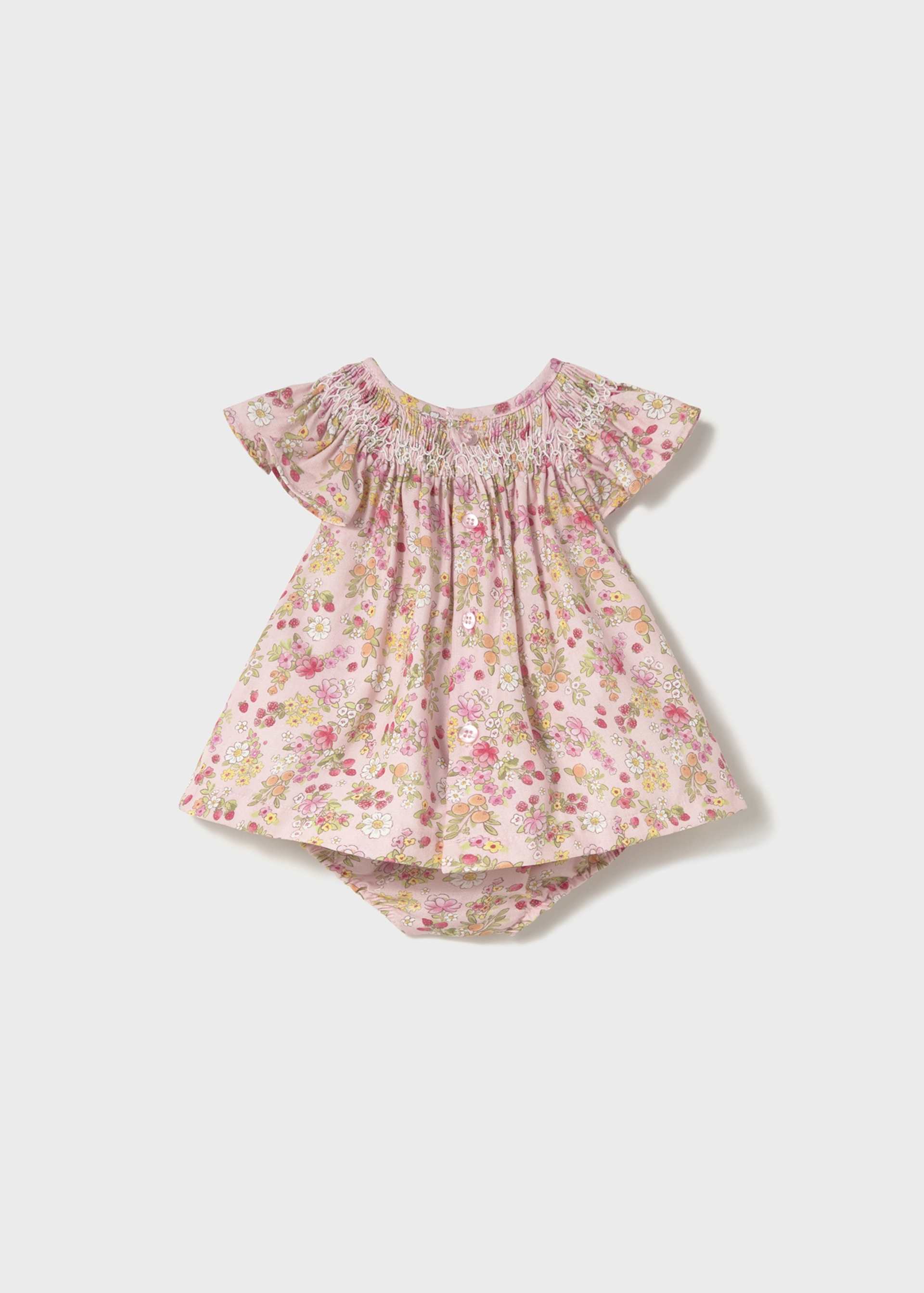 Newborn girl floral dress with nappy cover