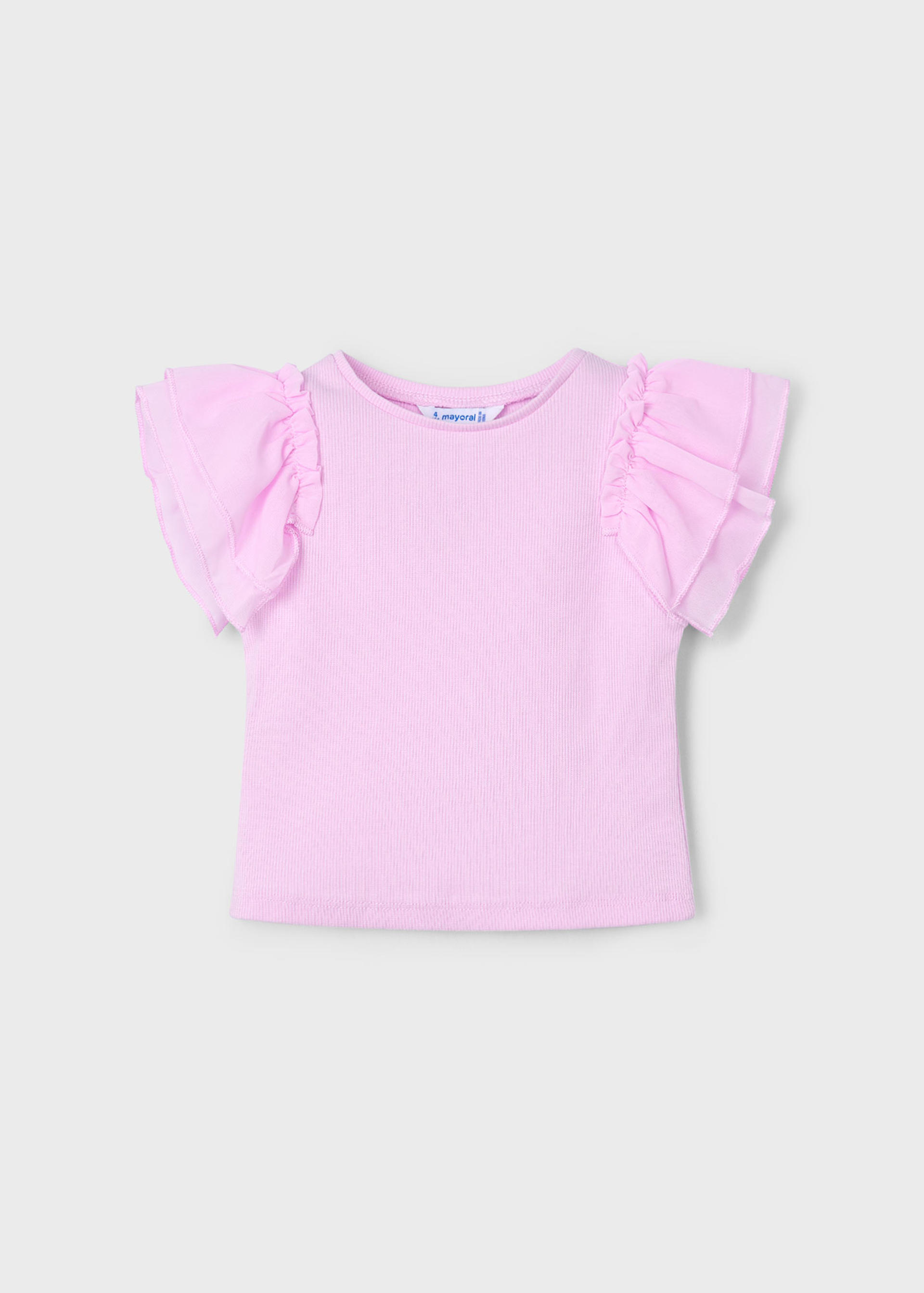 Girl T-Shirt with Organza Ruffles Girl T-Shirt with Organza Ruffles