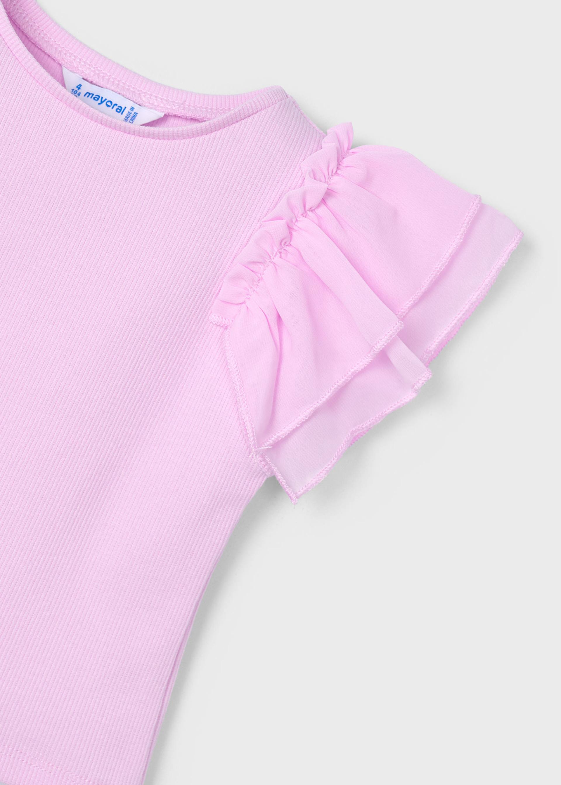 Girl T-Shirt with Organza Ruffles Girl T-Shirt with Organza Ruffles