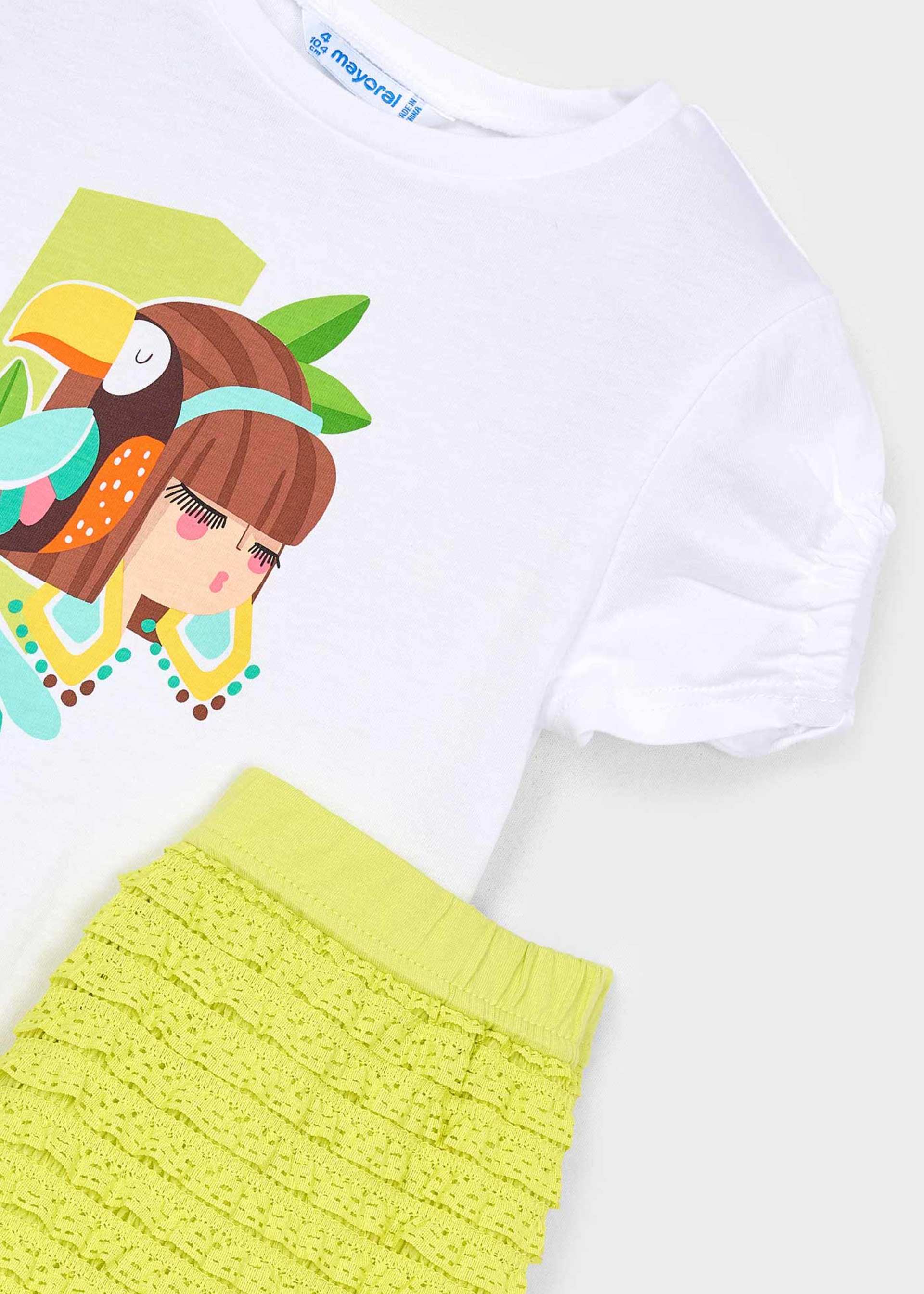 Girl Shorts and Printed T-Shirt Set Girl Shorts and Printed T-Shirt Set