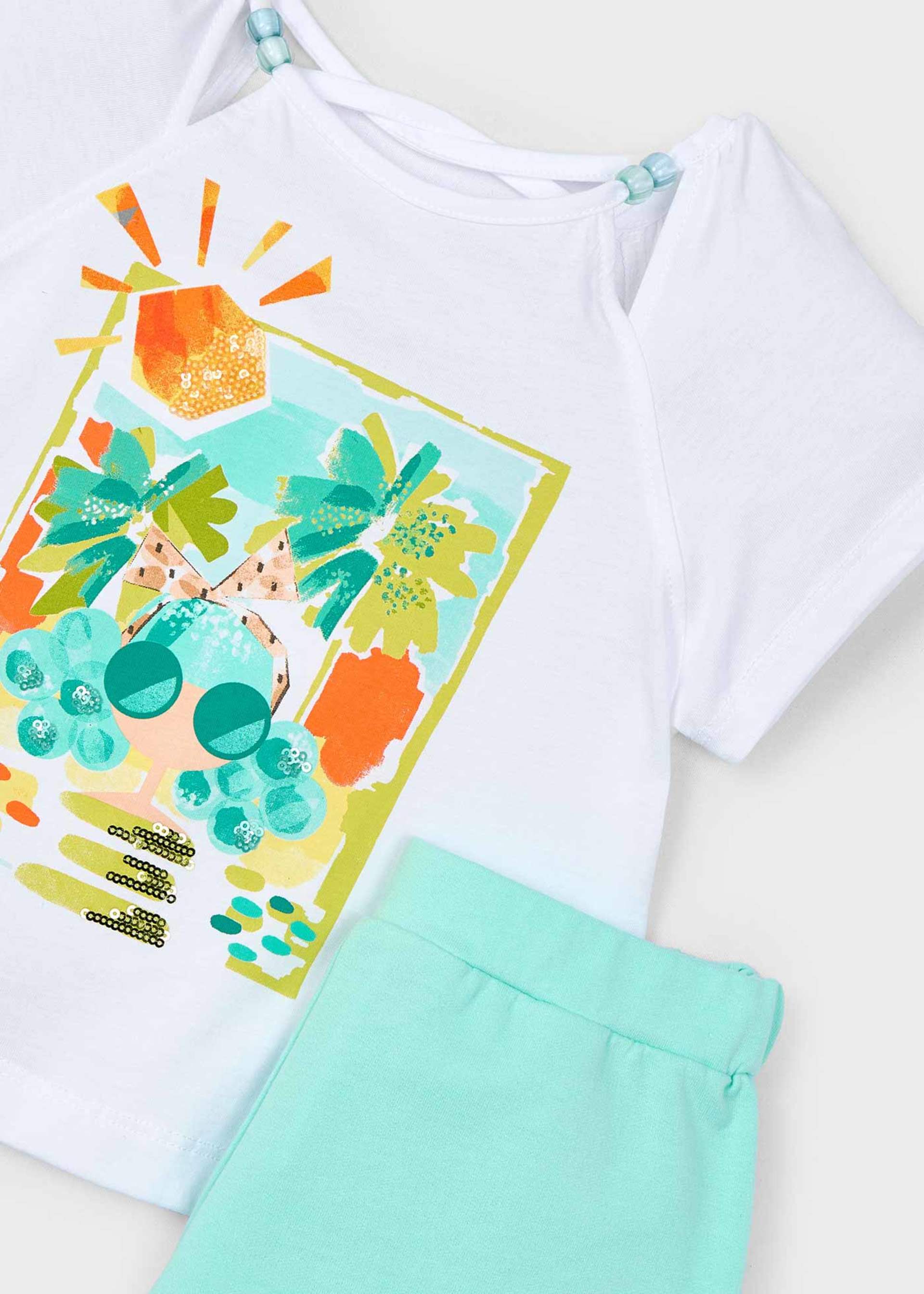 Conjunto short y playera estampado niña
