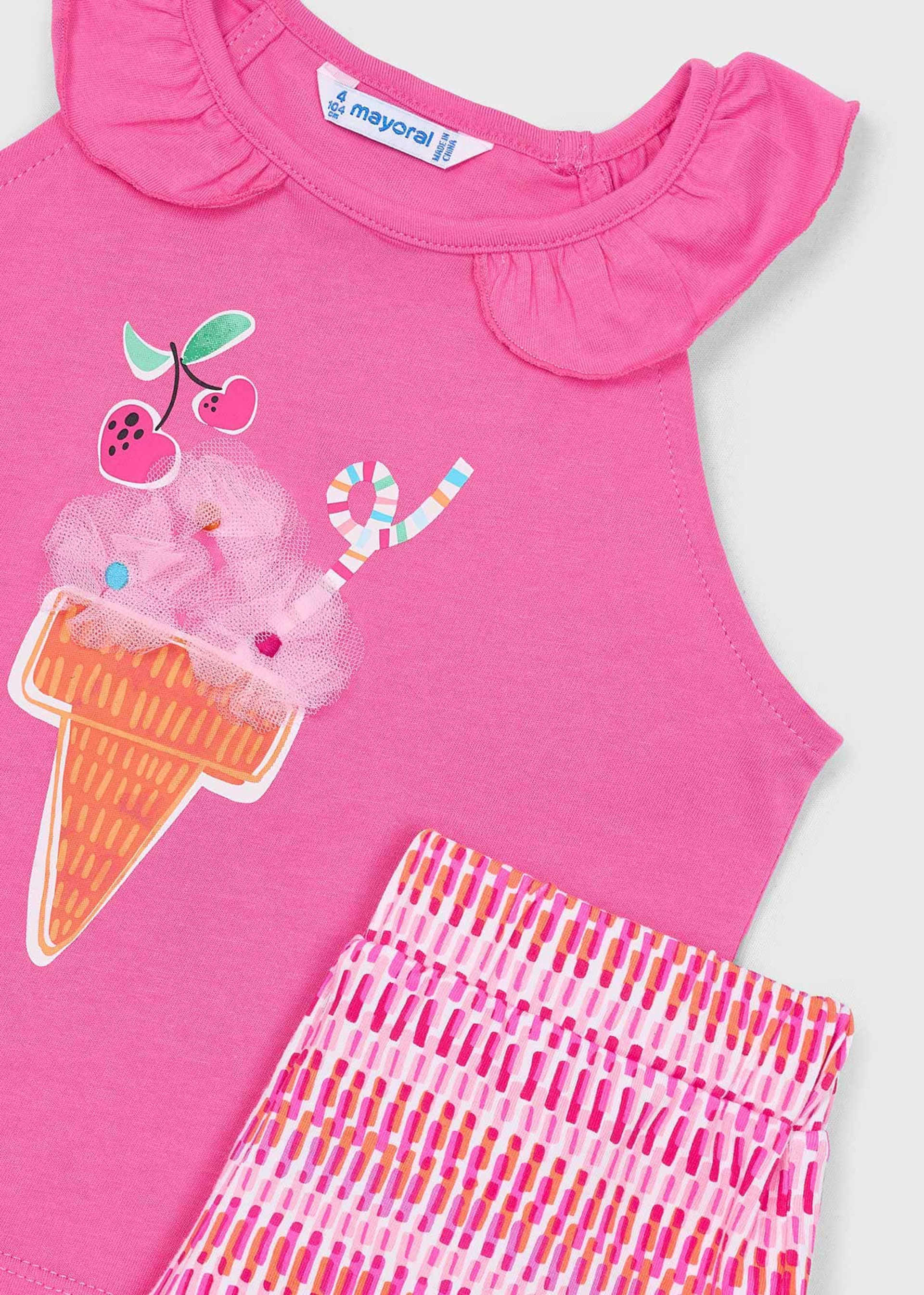 Conjunto pantalón corto y camiseta helado niña Conjunto pantalón corto y camiseta helado niña