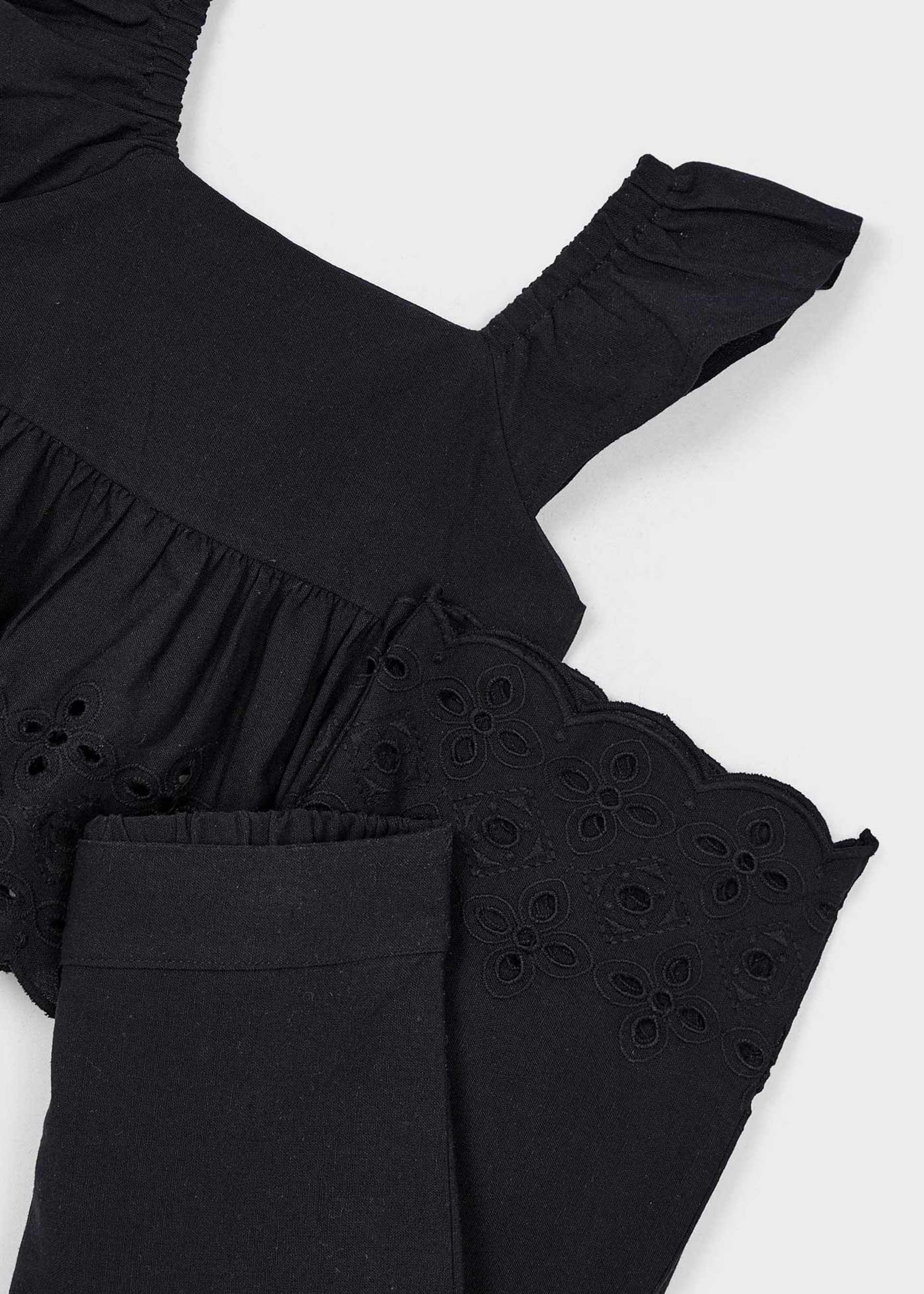Conjunto calças e top perfurados menina