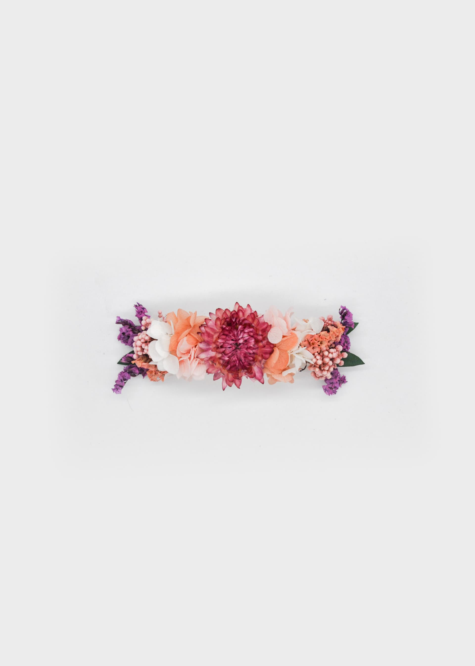 Barrette de communion avec fleurs conservées fille Barrette de communion avec fleurs conservées fille