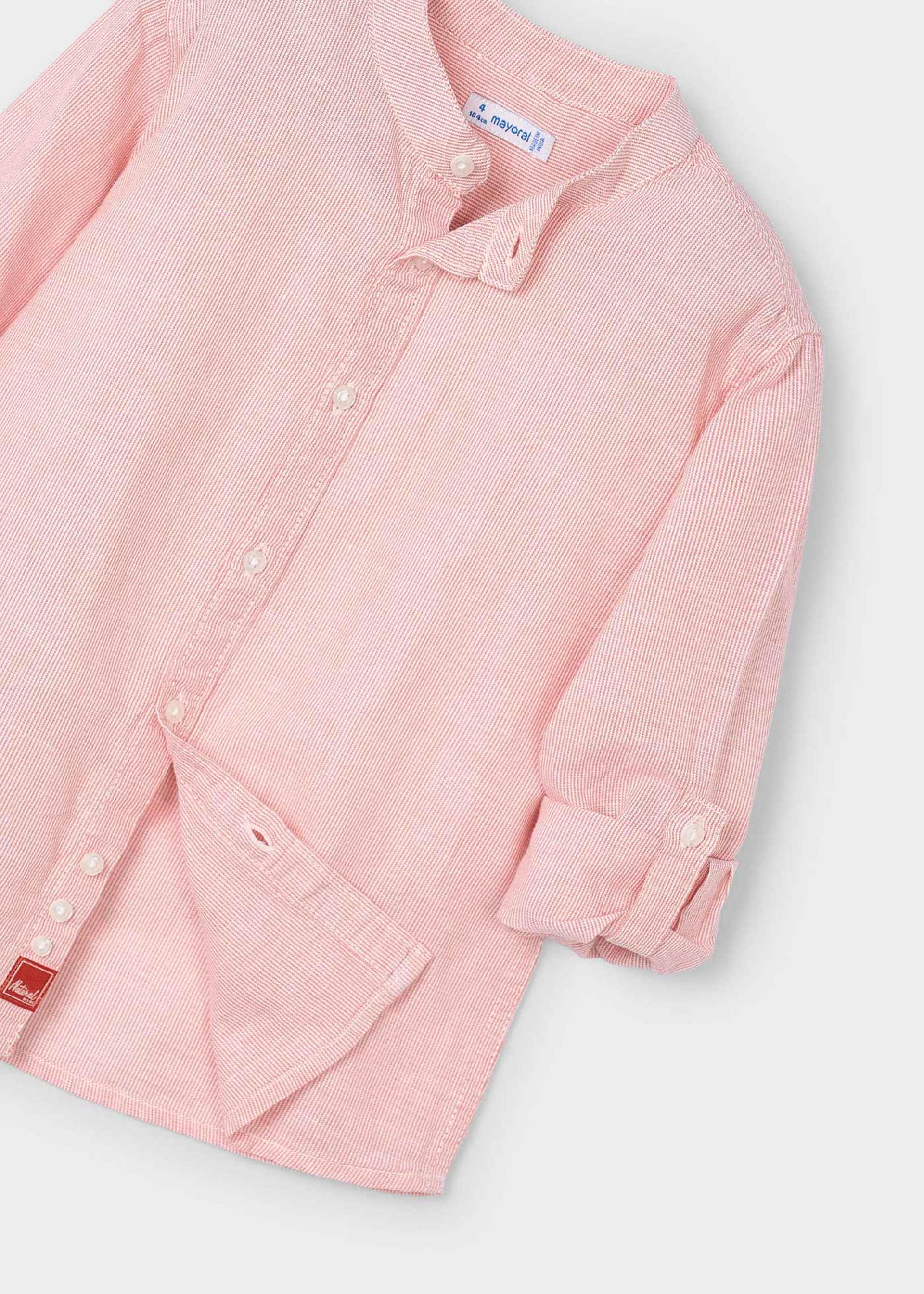 Boy Long Sleeve Linen Mandarin Collar Shirt Boy Long Sleeve Linen Mandarin Collar Shirt