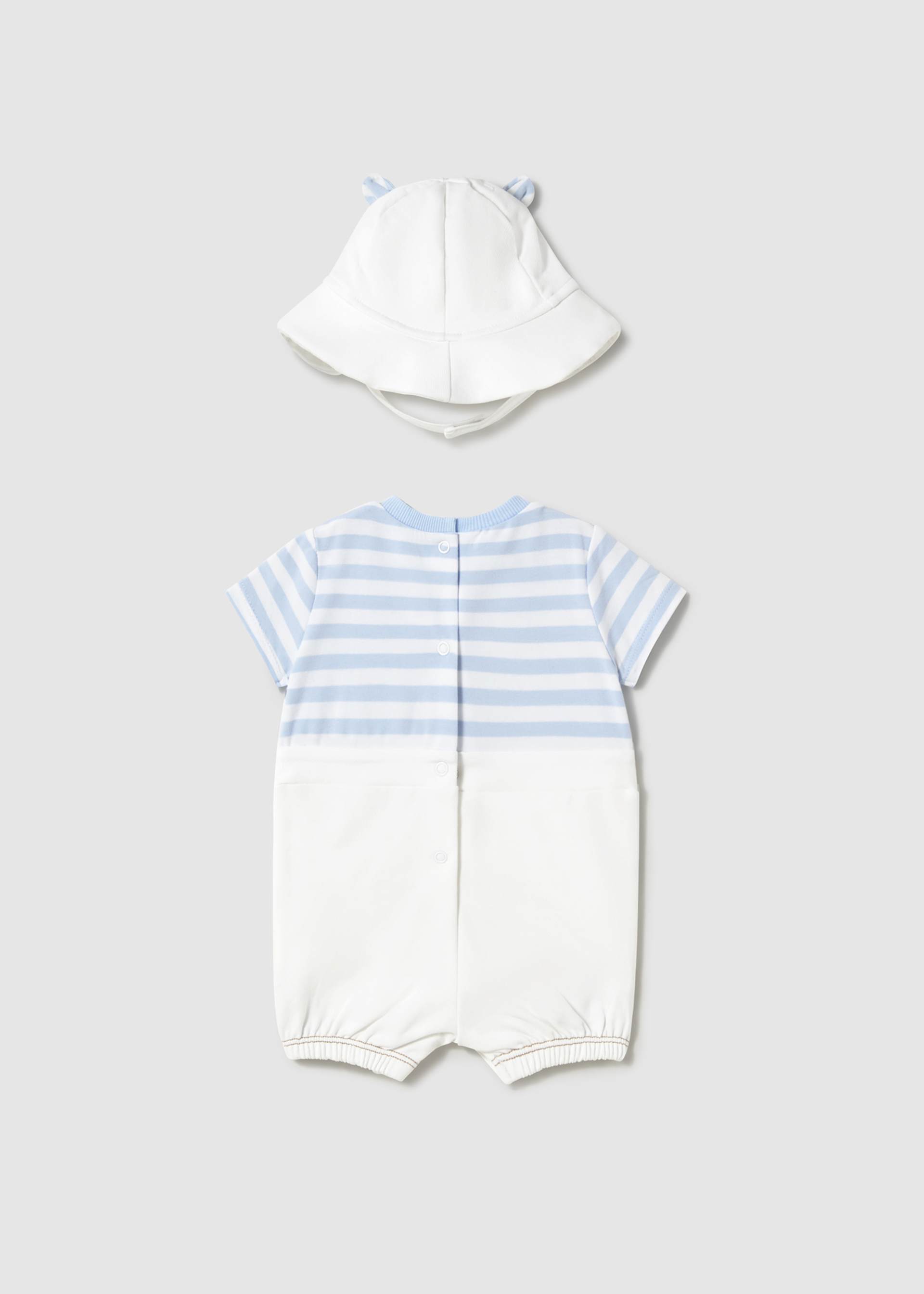 Rampers w stylu ogrodniczek z czapką dla maluszka Rampers w stylu ogrodniczek z czapką dla maluszka