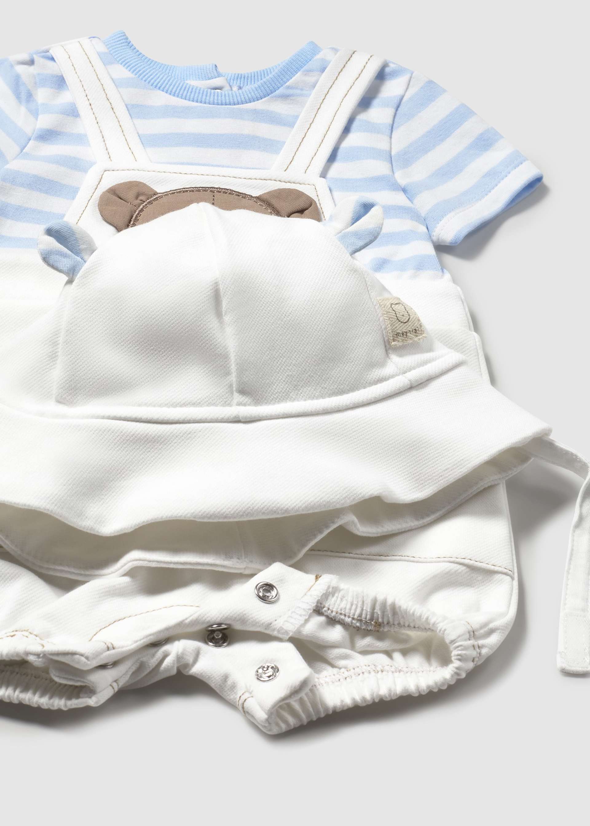 Pelele peto simulado osito con gorro recién nacido Pelele peto simulado osito con gorro recién nacido