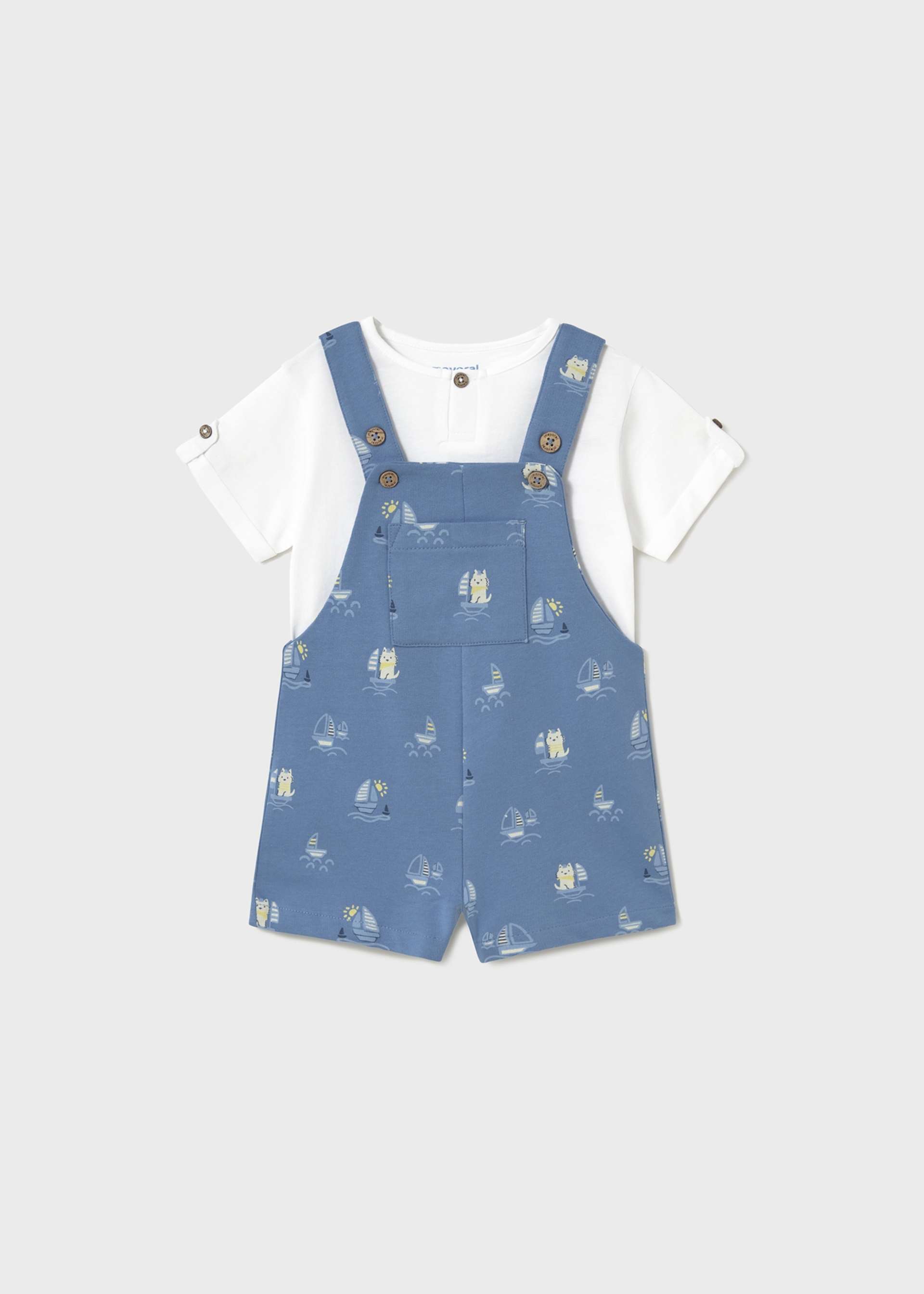 Baby Printed Dungarees and T-Shirt Set