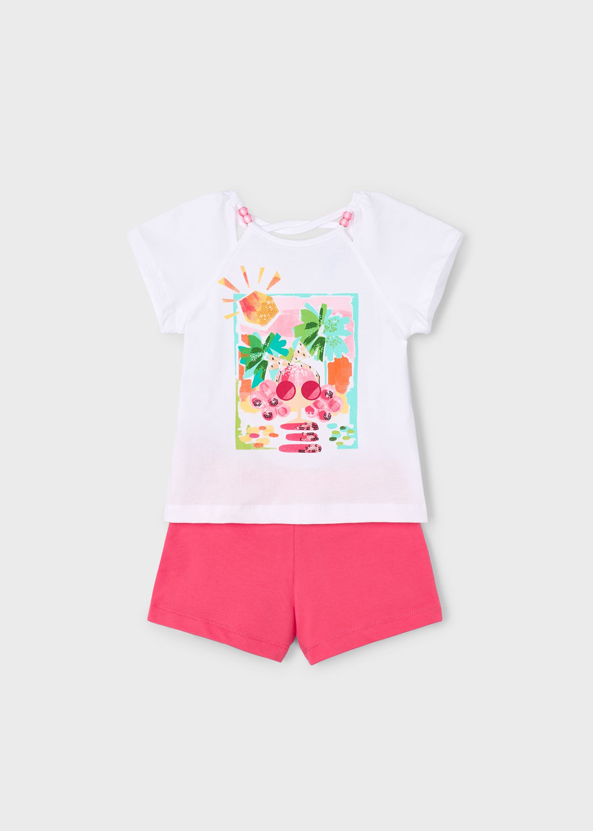 Conjunto pantalón corto y camiseta estampado niña