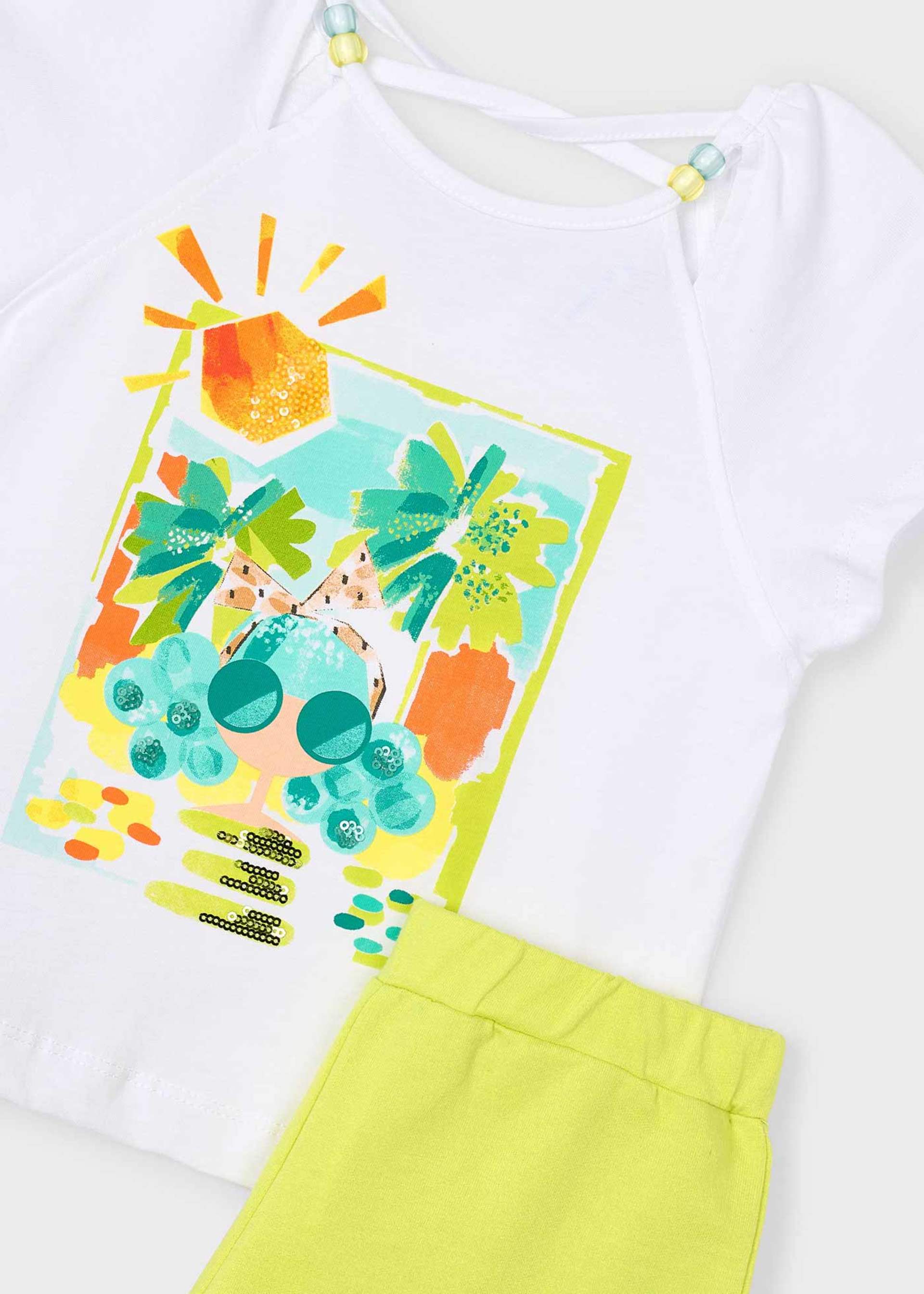Conjunto pantalón corto y camiseta estampado niña