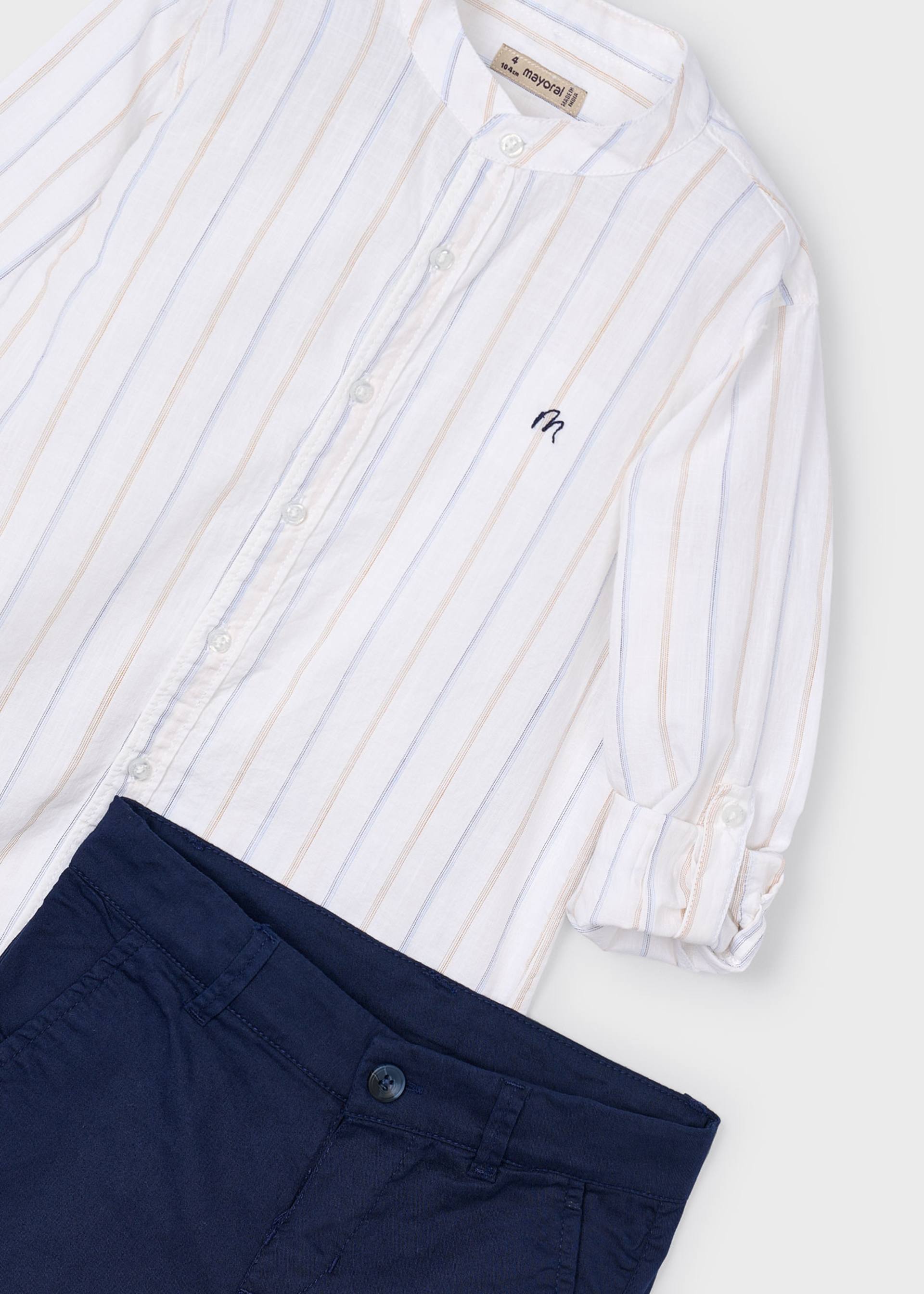 Ensemble bermuda et chemise avec col mao garçon Ensemble bermuda et chemise avec col mao garçon