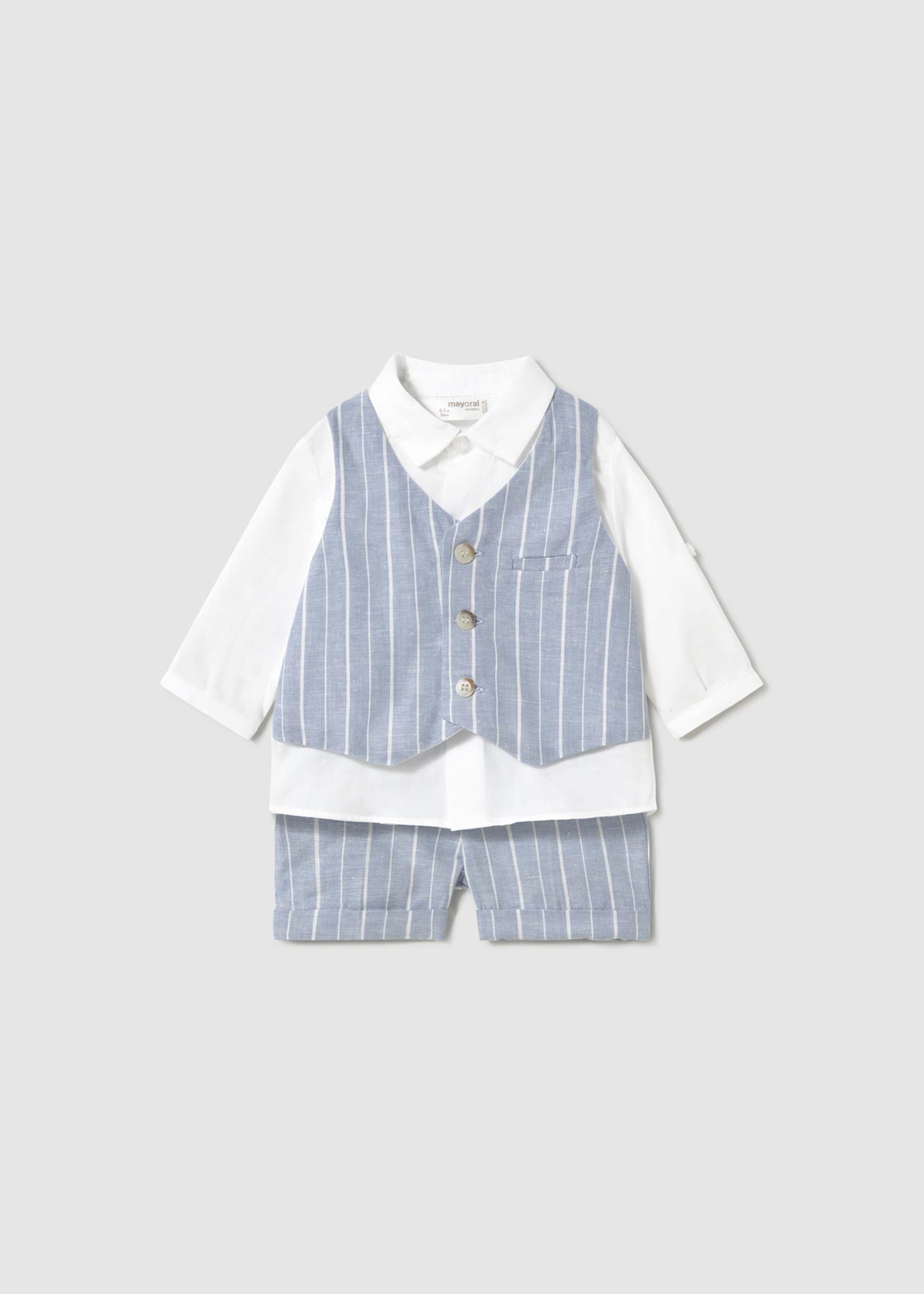 Newborn boy trousers and shirt set with waistcoat Newborn boy trousers and shirt set with waistcoat