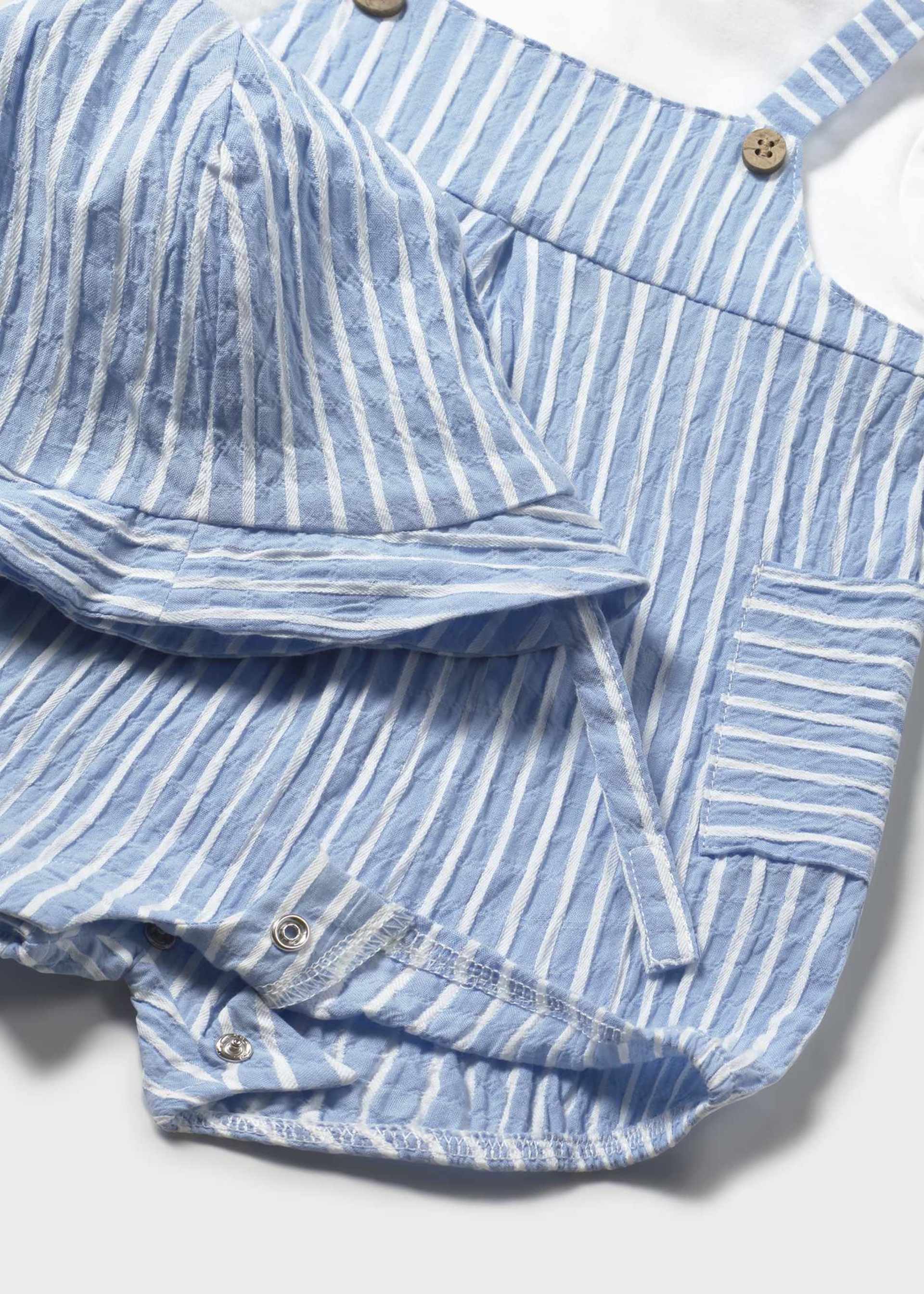 Newborn boy striped faux dungarees romper with striped hat Newborn boy striped faux dungarees romper with striped hat