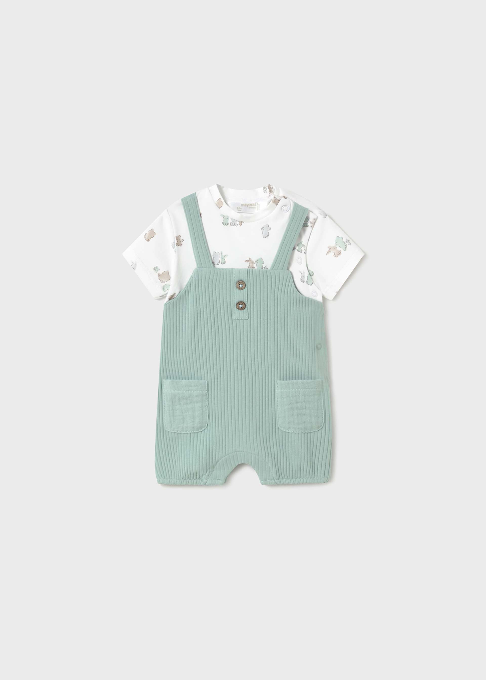 Newborn boy faux dungarees romper Newborn boy faux dungarees romper