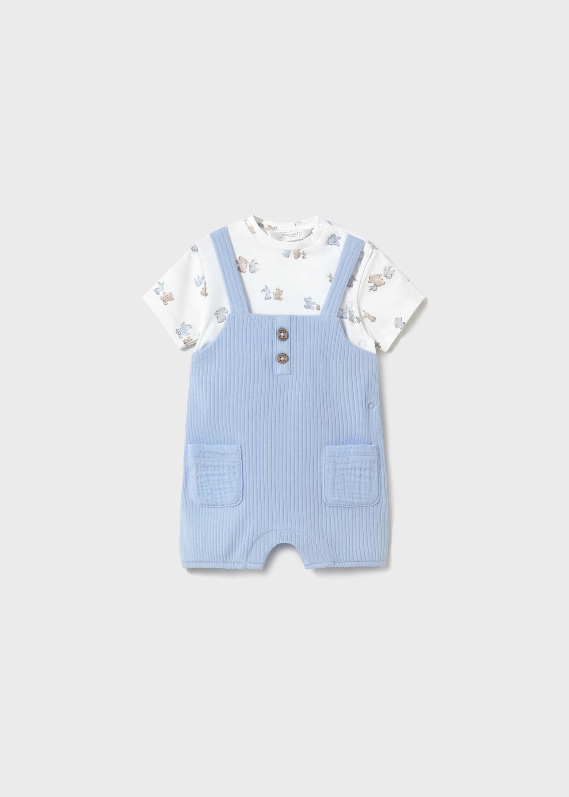 Newborn boy faux dungarees romper Newborn boy faux dungarees romper