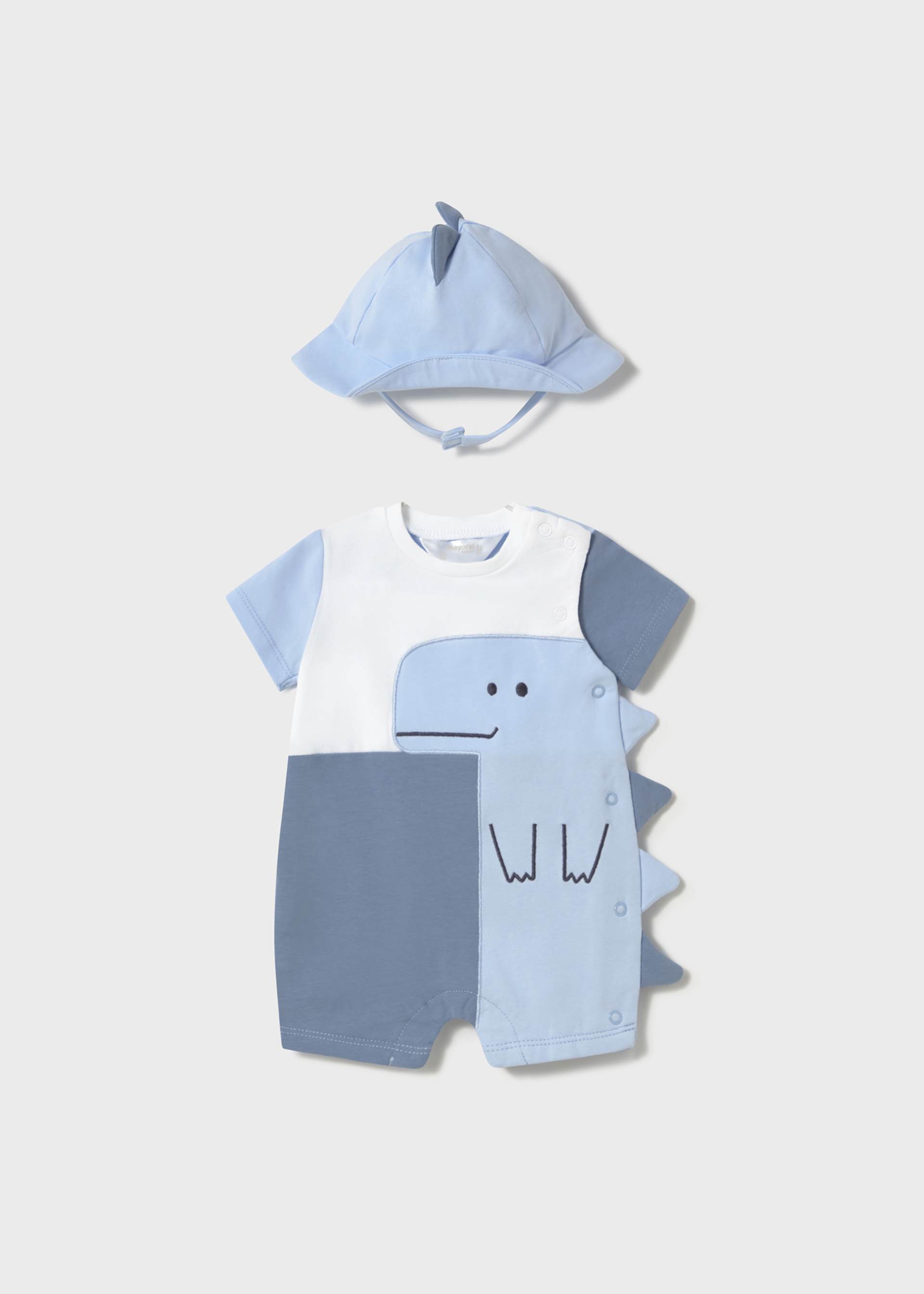 Newborn boy dinosaur romper with bonnet