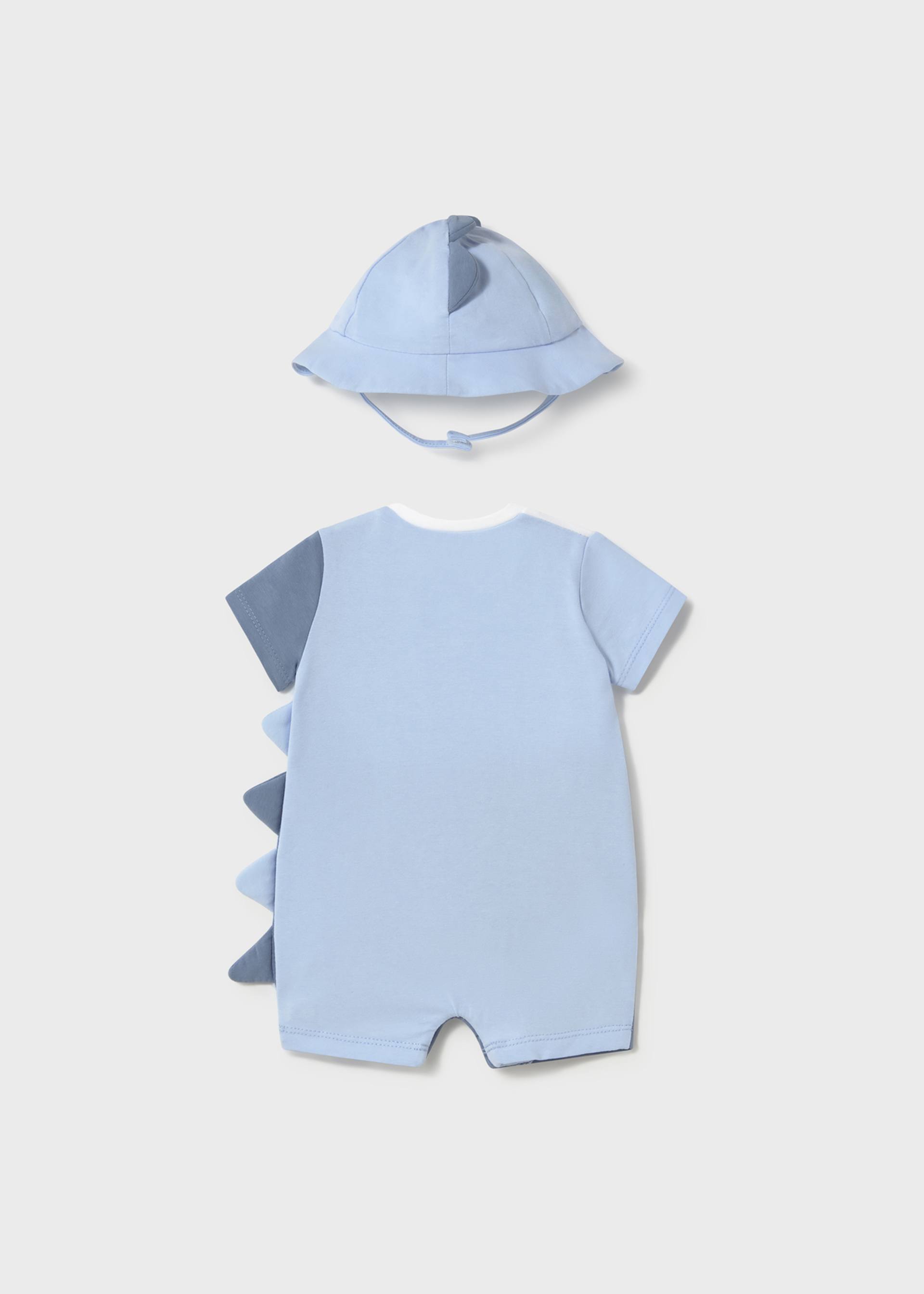 Newborn boy dinosaur romper with bonnet