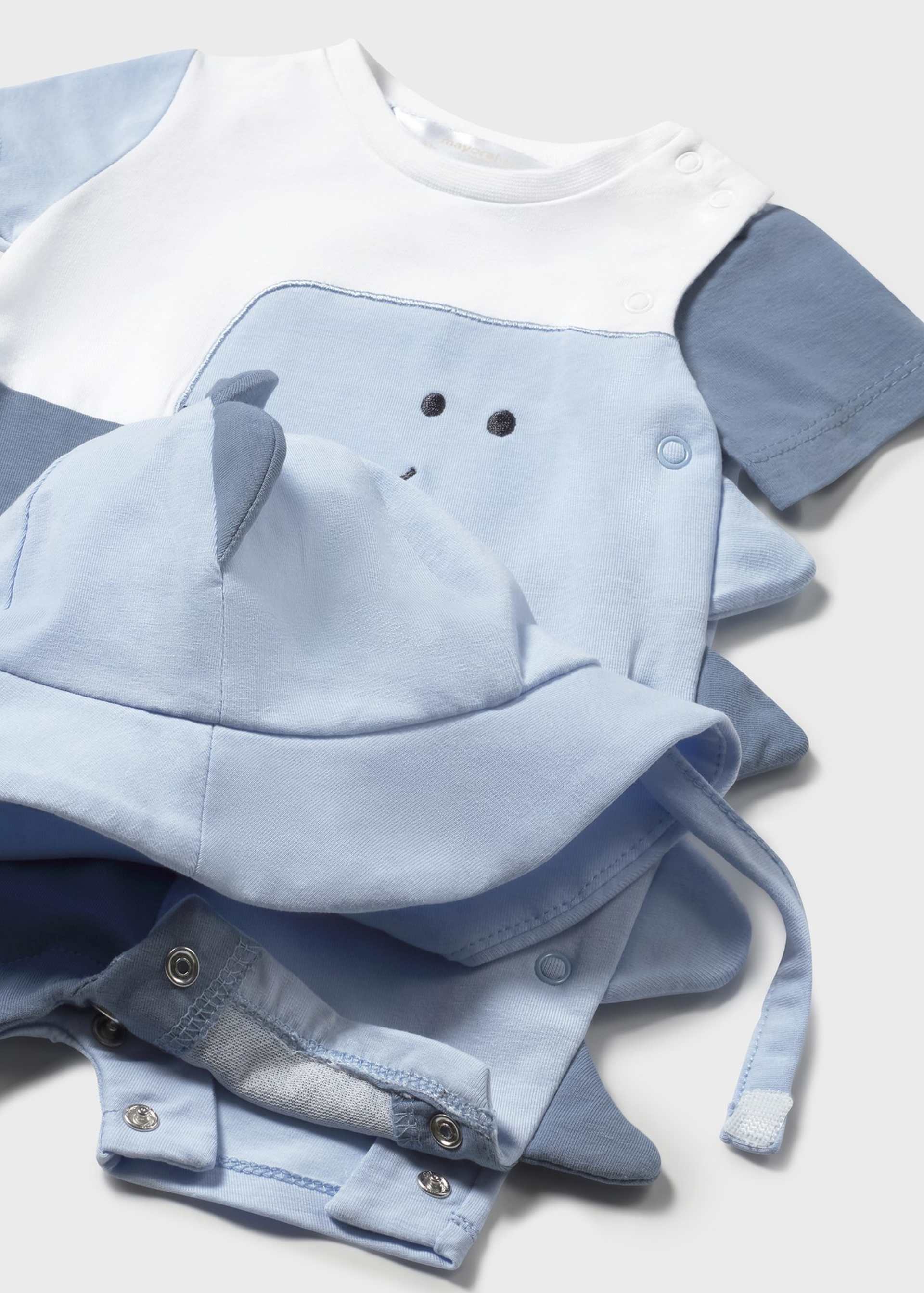 Newborn boy dinosaur romper with bonnet