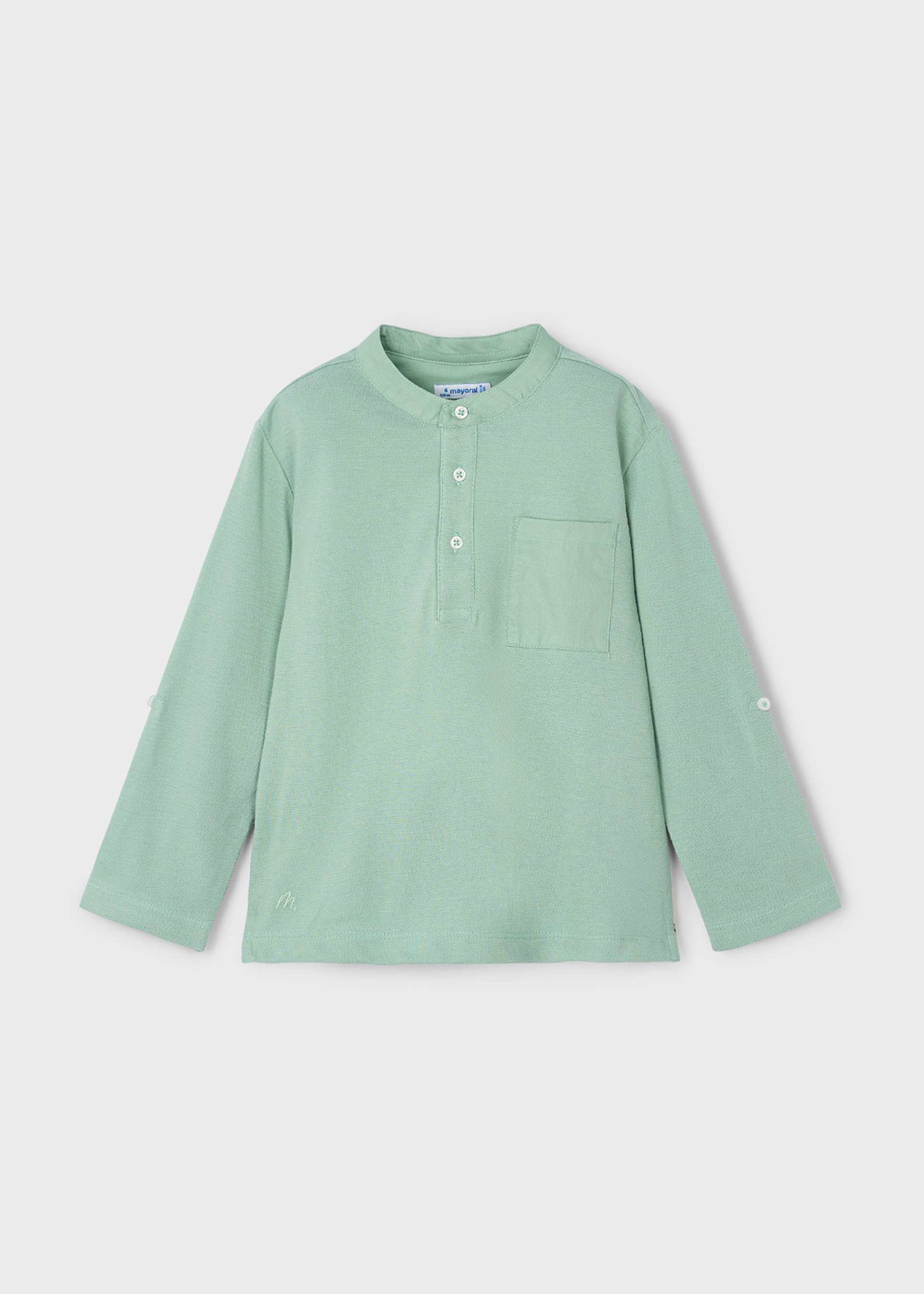 Boy Long Sleeve Mandarin Collar Polo Boy Long Sleeve Mandarin Collar Polo