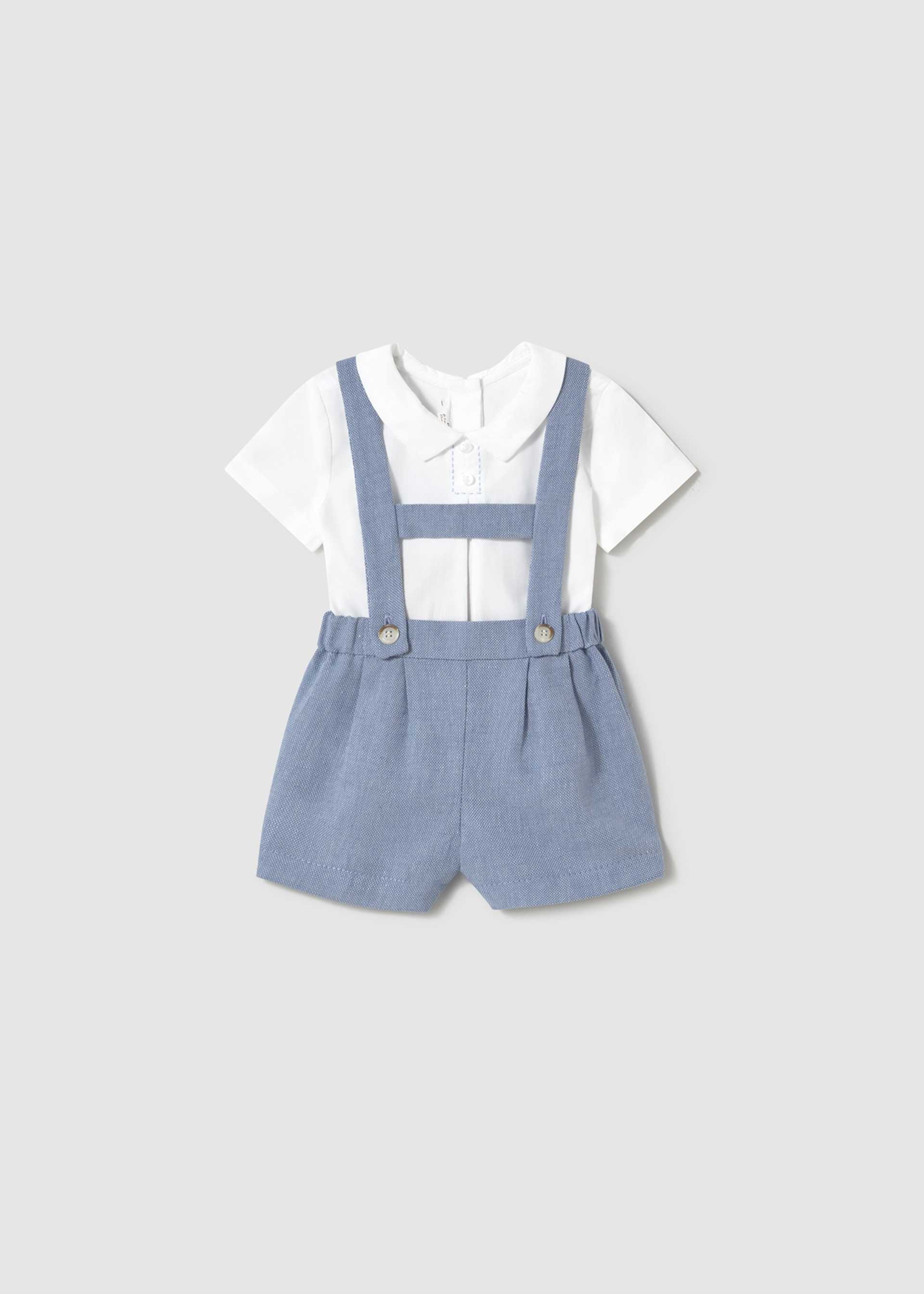 Σετ παντελόνι κοντό με τιράντες και πουκάμισο γιακάς Νεογέννητο