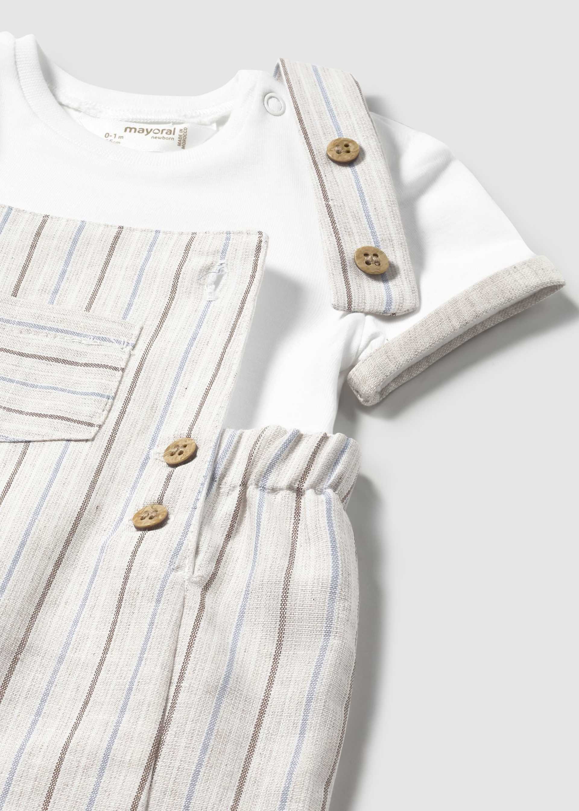 Conjunto peto y camiseta con lino recién nacido Conjunto peto y camiseta con lino recién nacido