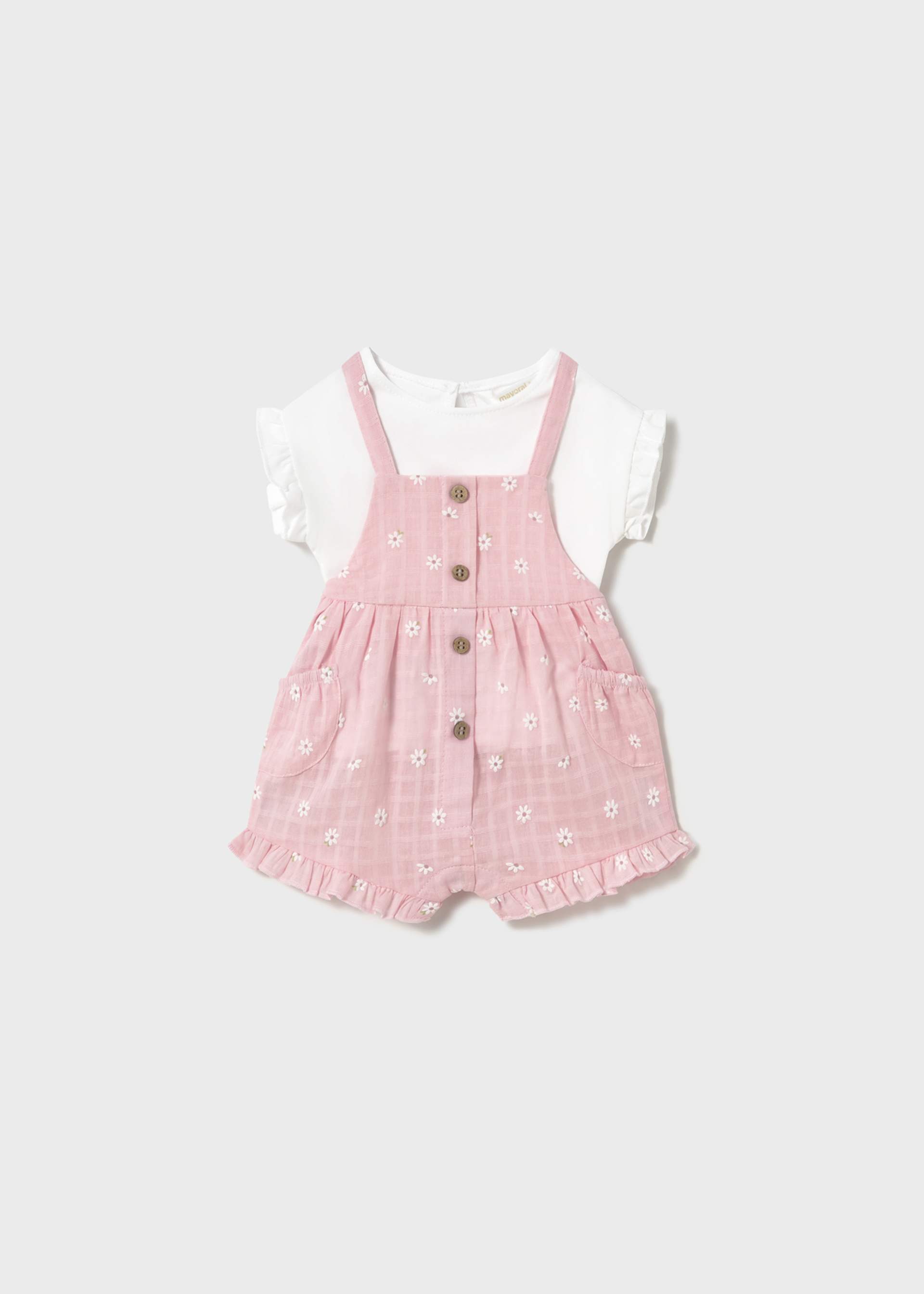 Newborn girl dungarees and top set Newborn girl dungarees and top set