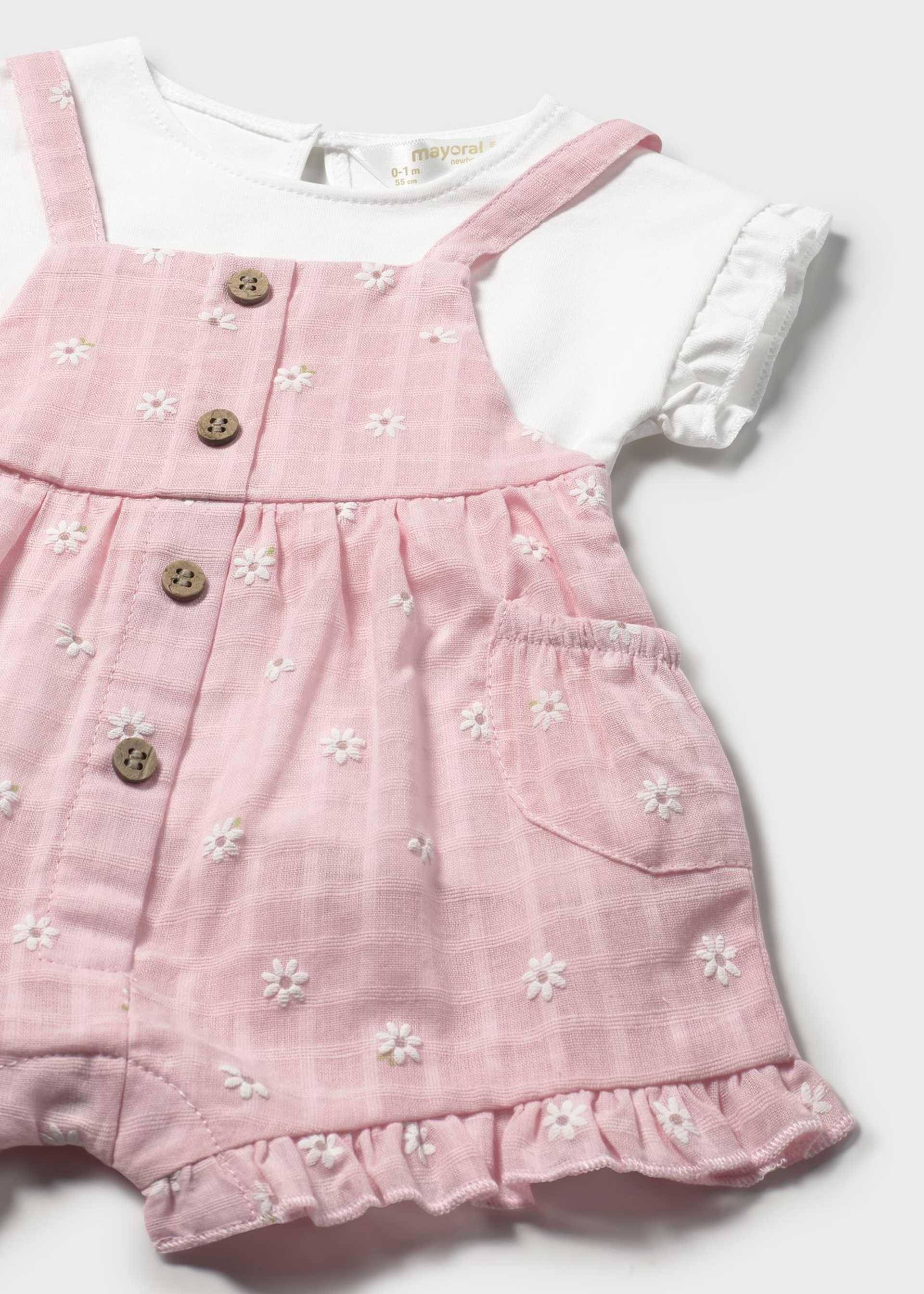 Newborn girl dungarees and top set Newborn girl dungarees and top set