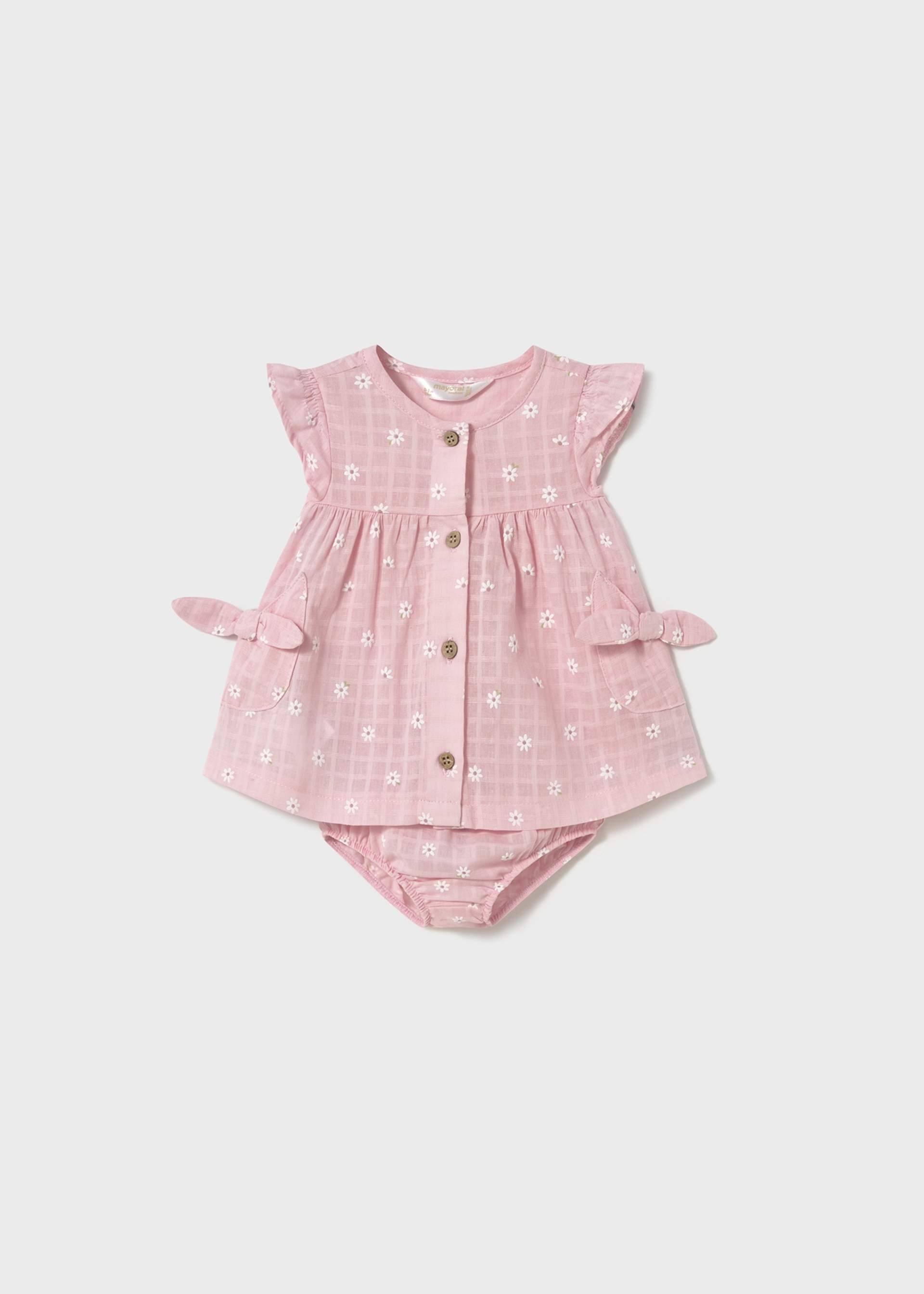 Newborn girl button down dress with nappy cover Newborn girl button down dress with nappy cover