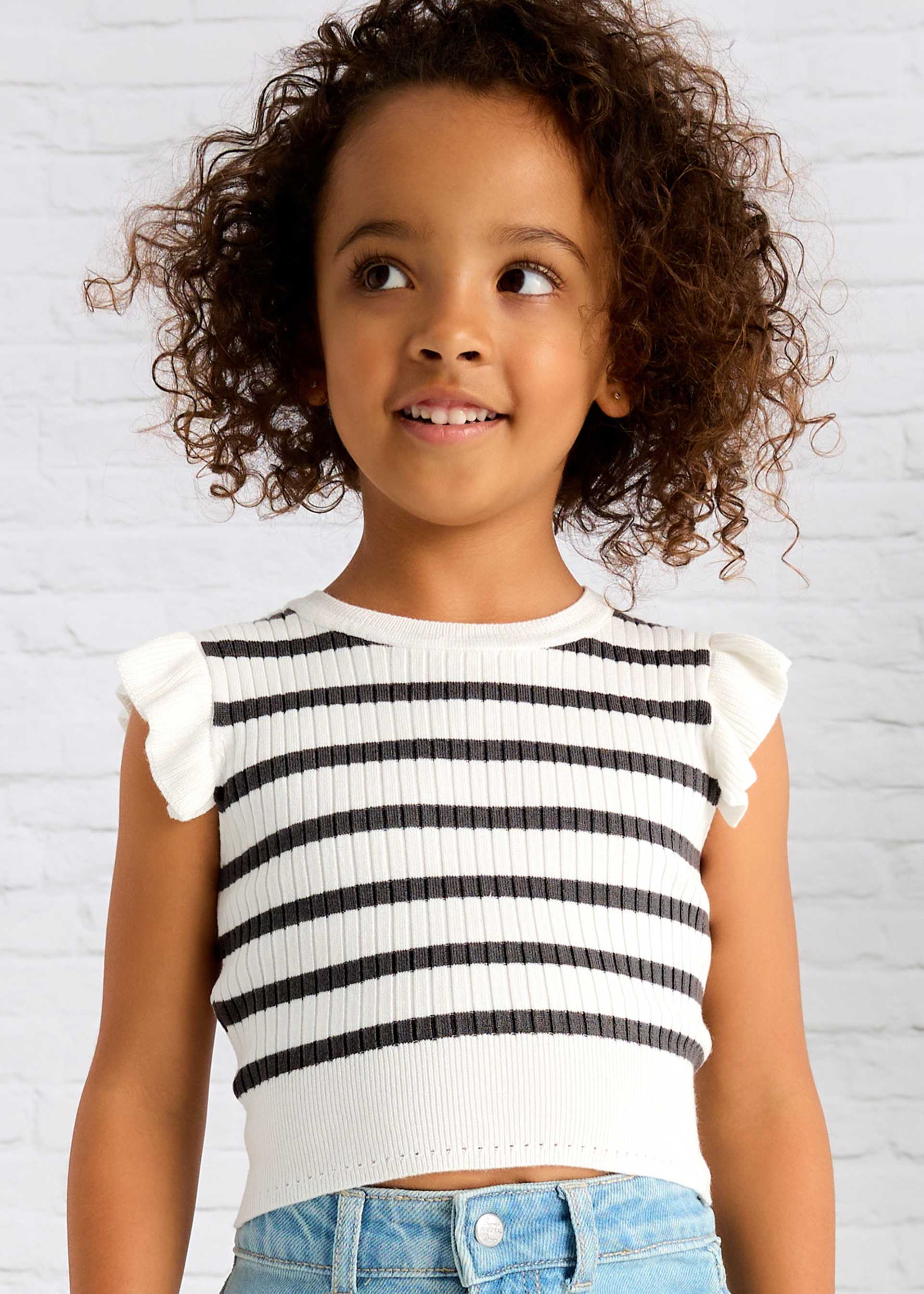 Girl ribbed tricot top