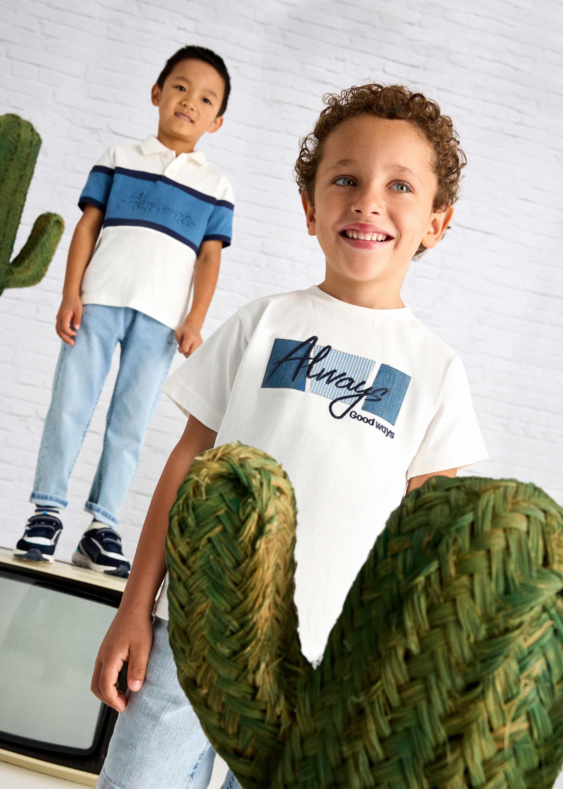 Boy T-Shirt with Text Appliqué Boy T-Shirt with Text Appliqué