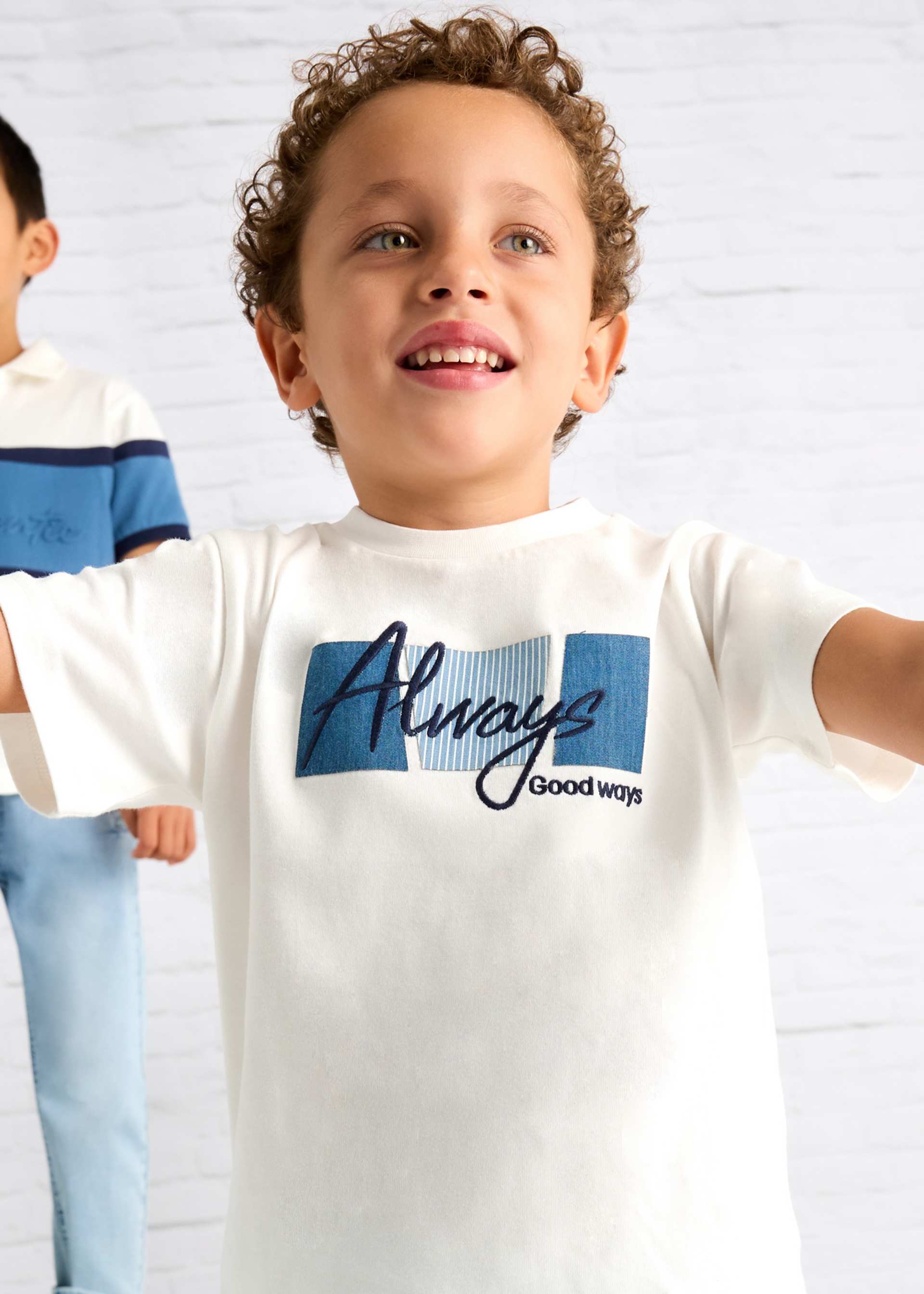 Boy T-Shirt with Text Appliqué Boy T-Shirt with Text Appliqué