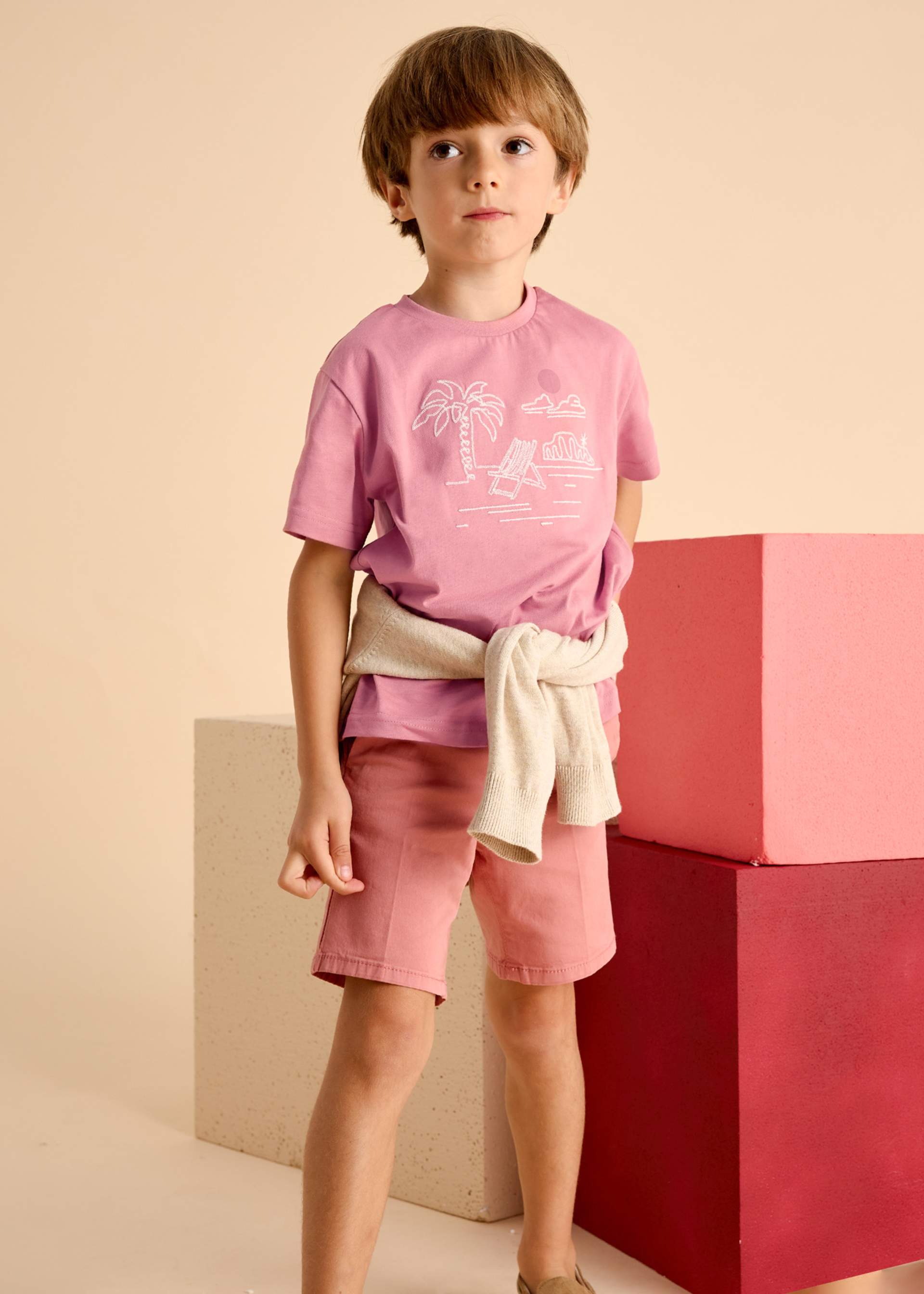 Boy embroidered beach t-shirt