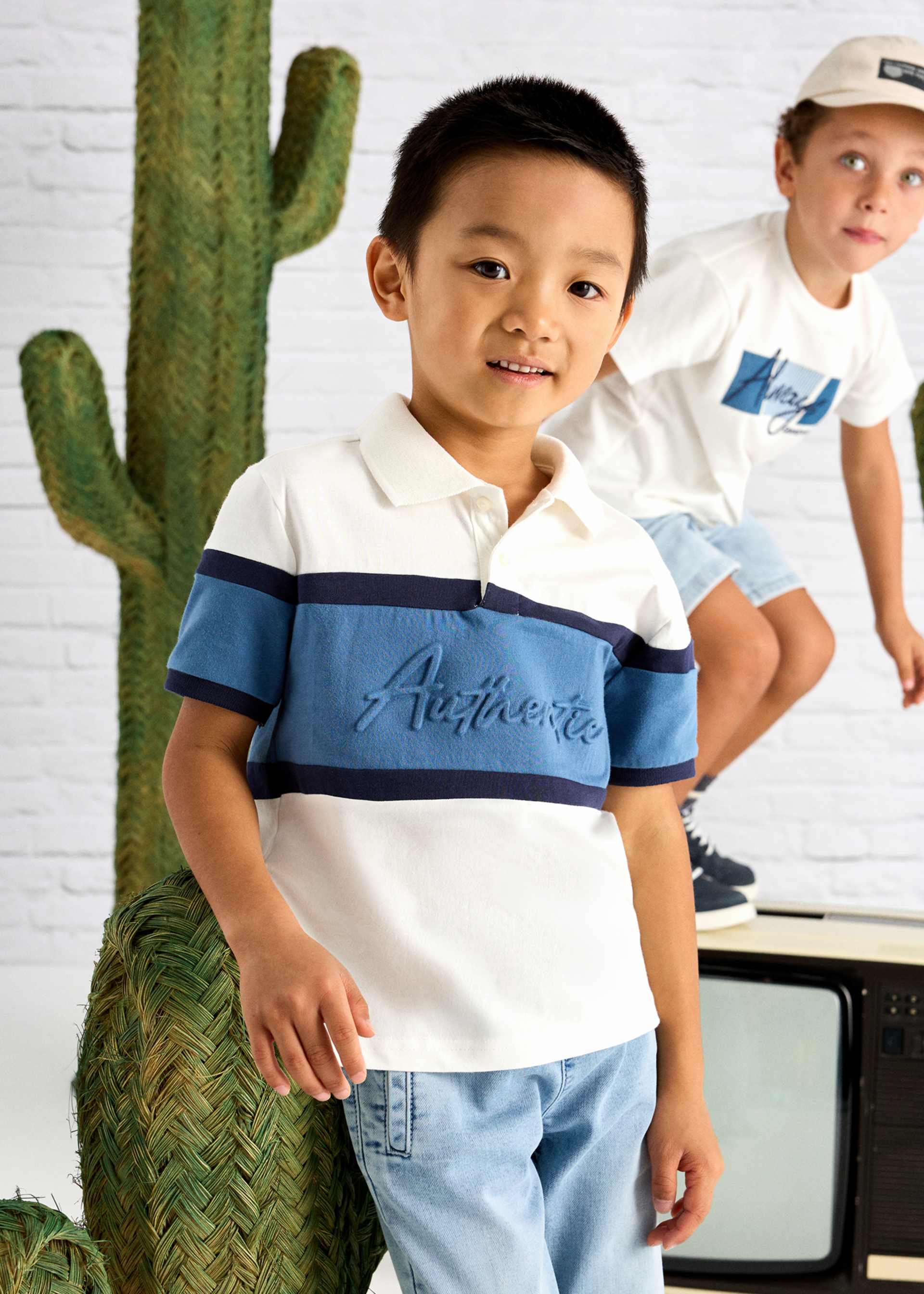 Boy block colour polo shirt