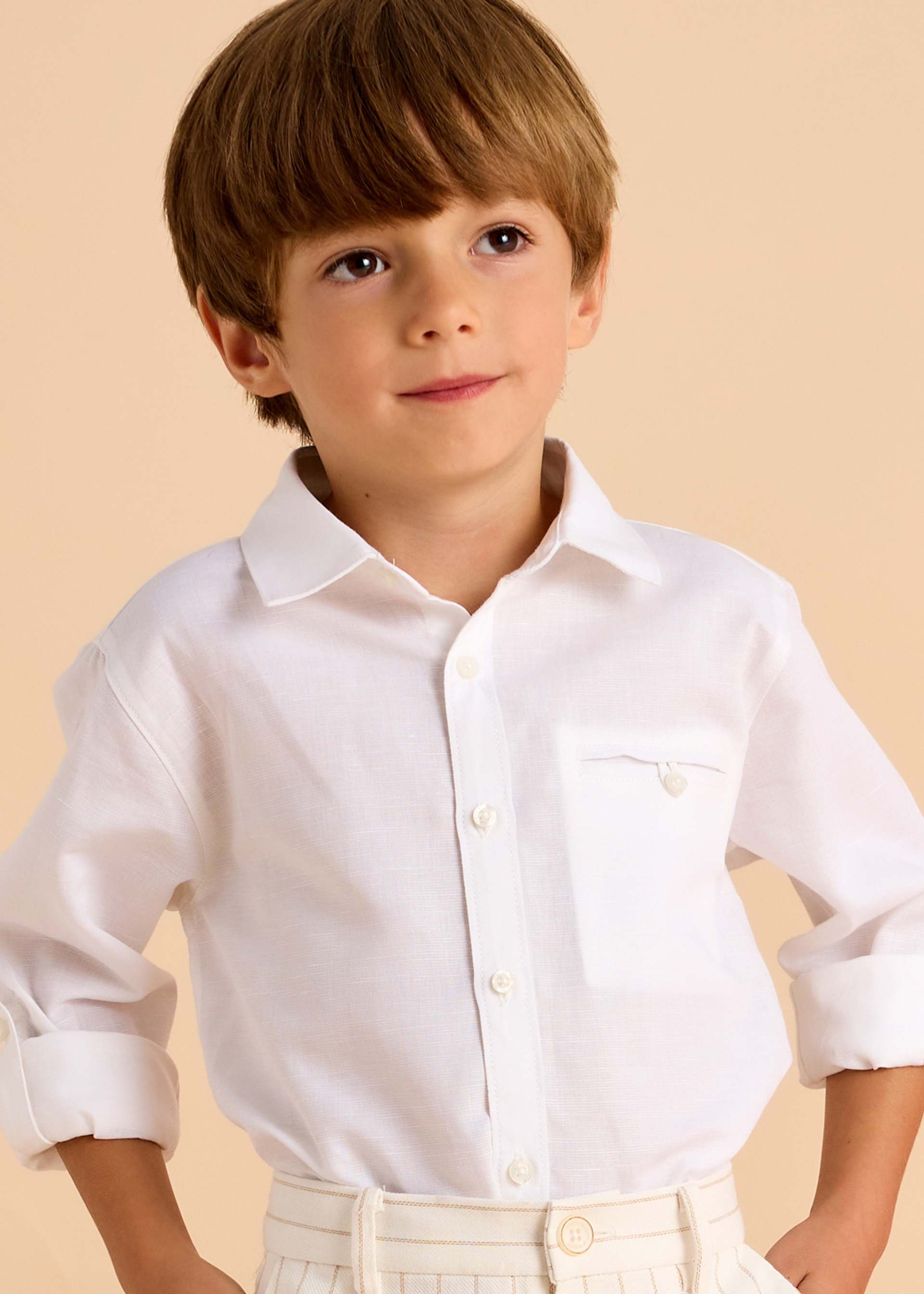 Camisa manga comprida com linho menino