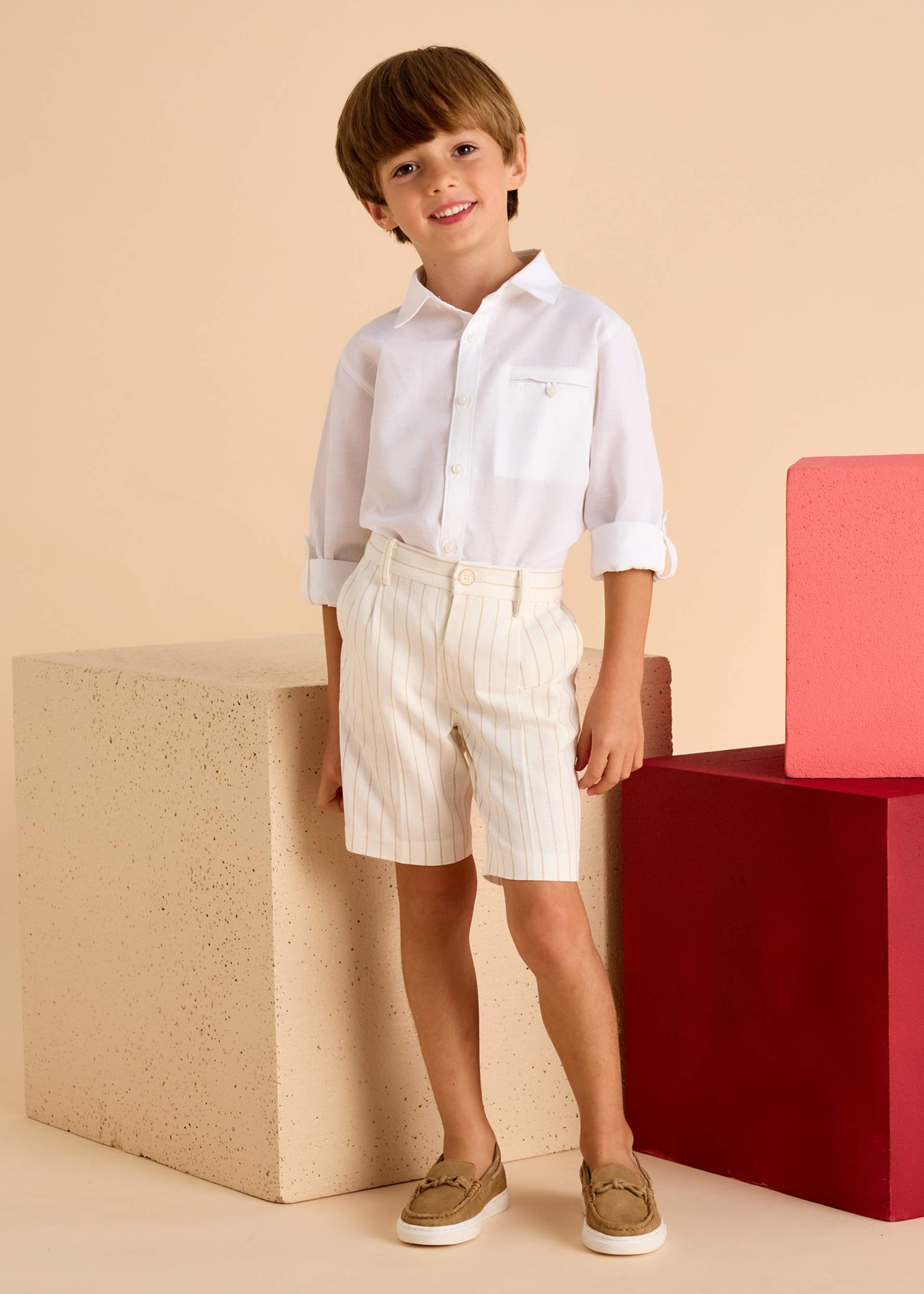 Camisa manga comprida com linho menino