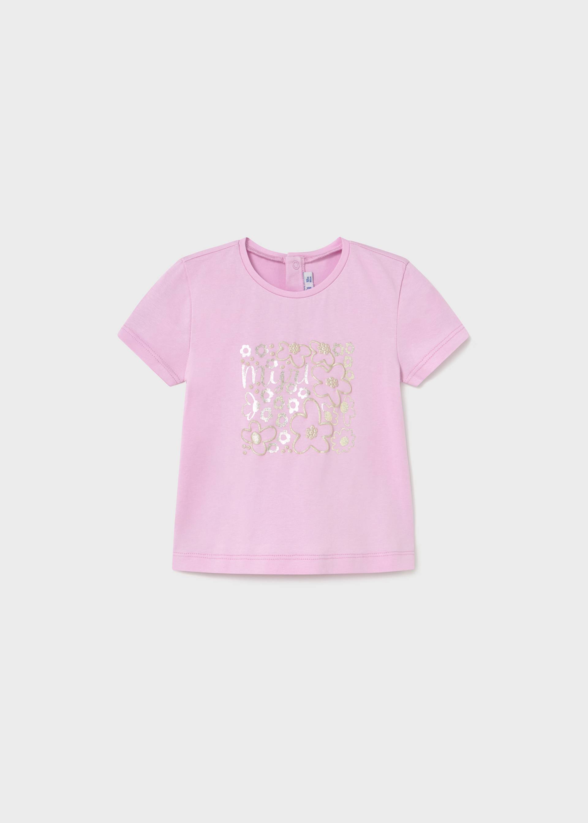 Camiseta básica dibujo metalizado bebé